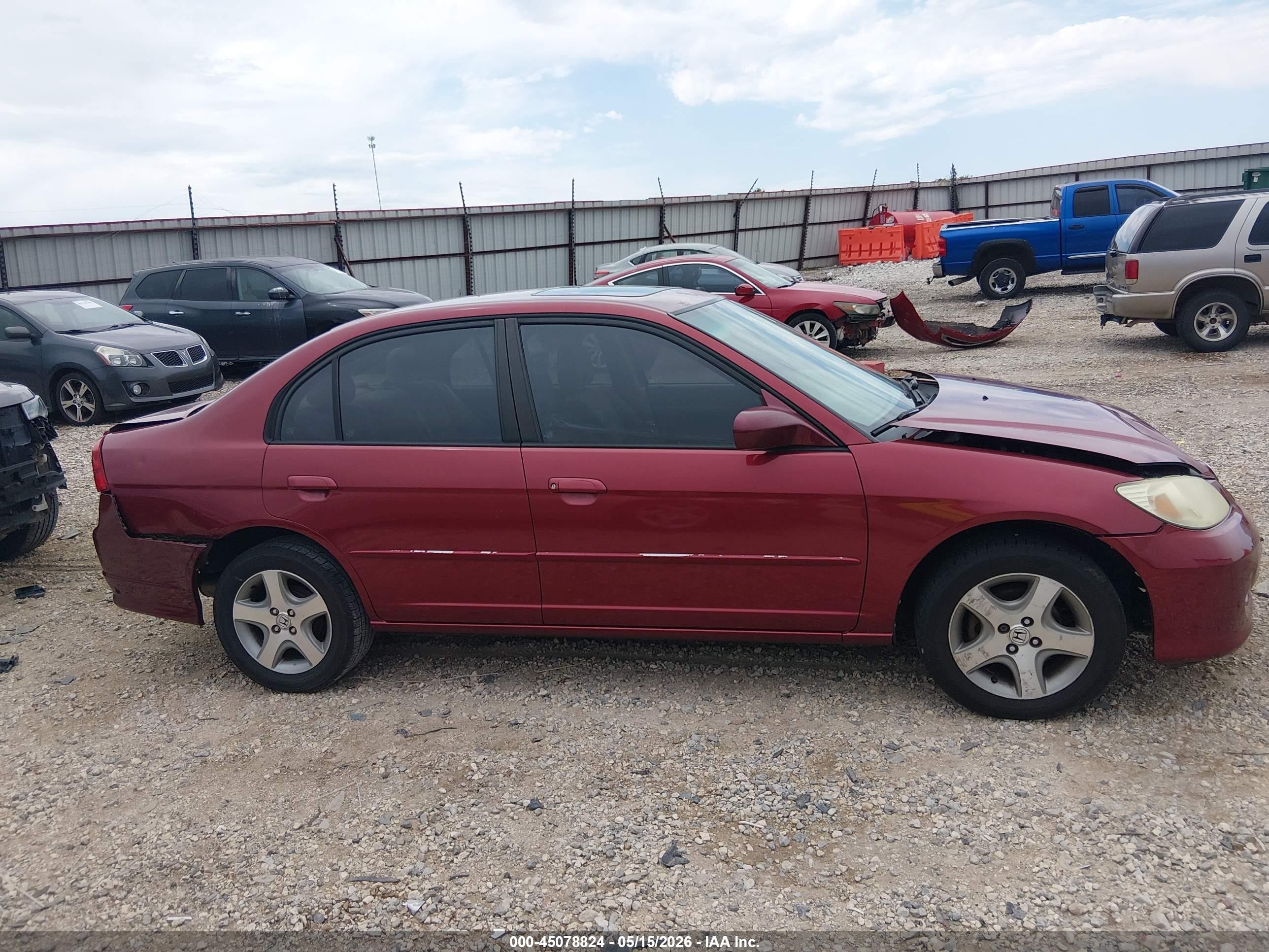 2005 Honda Civic Ex Red vin: 2HGES26755H553652