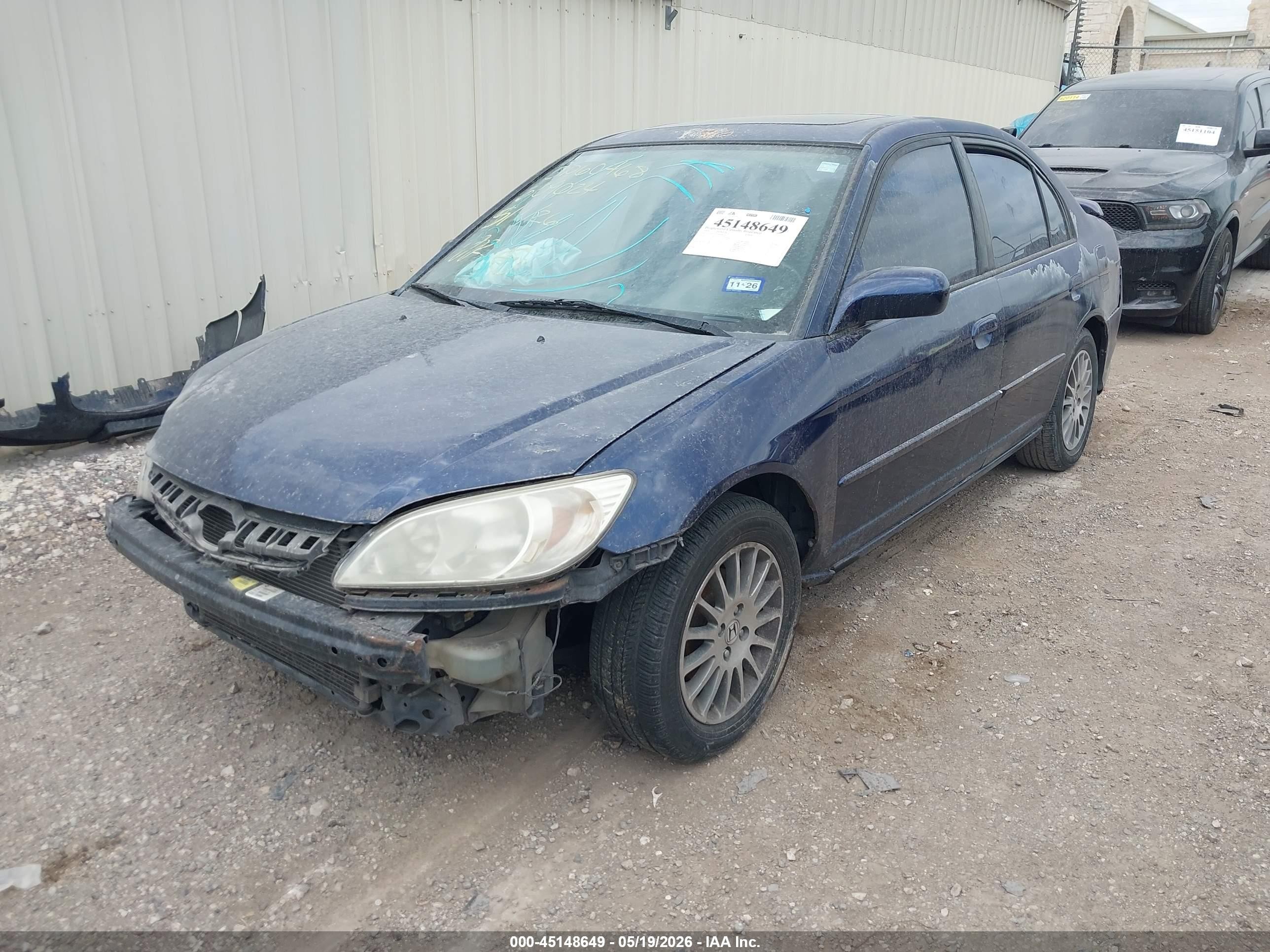 2005 Honda Civic Ex Синий vin: 2HGES26755H609024