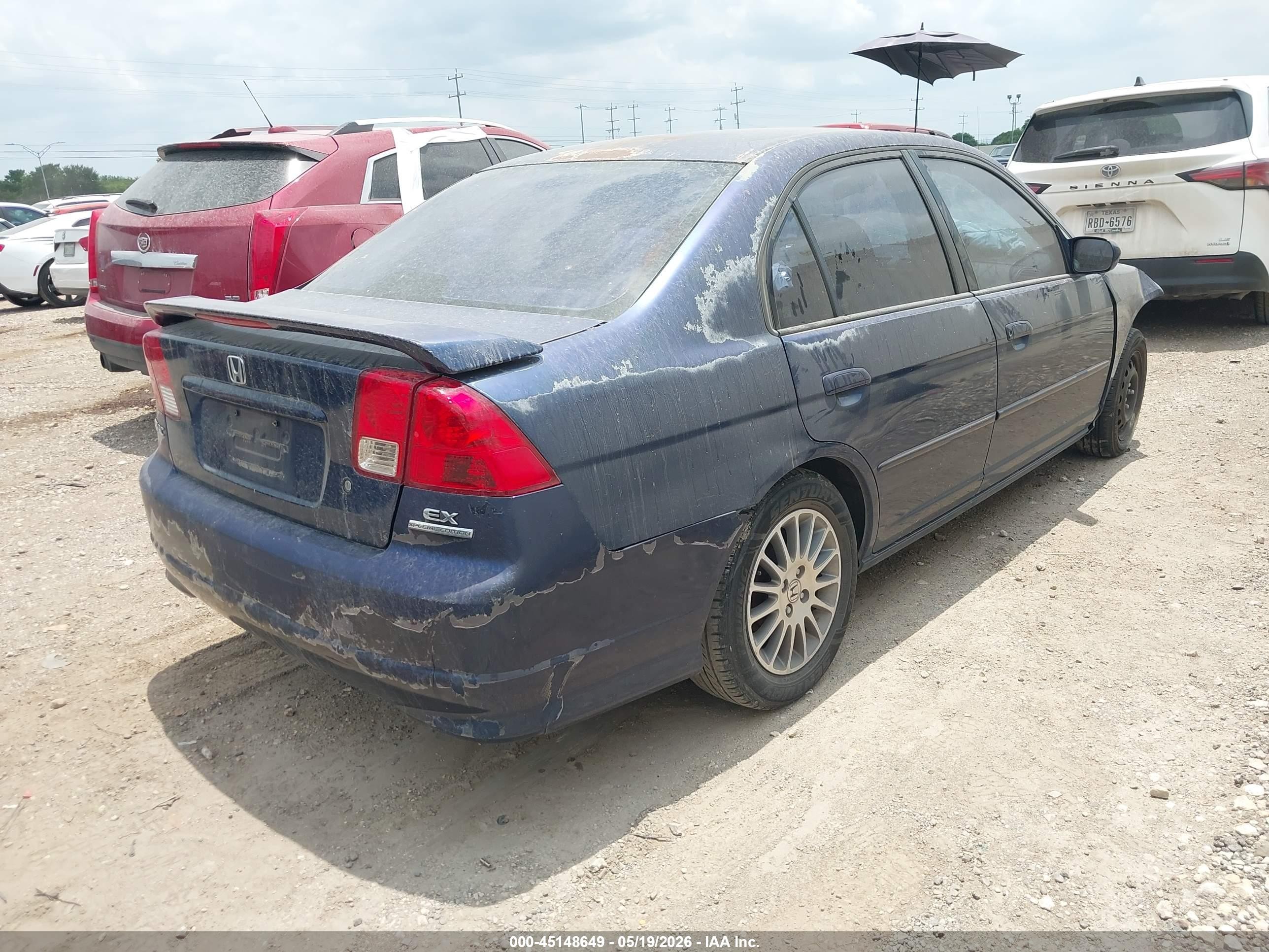 2005 Honda Civic Ex Синий vin: 2HGES26755H609024