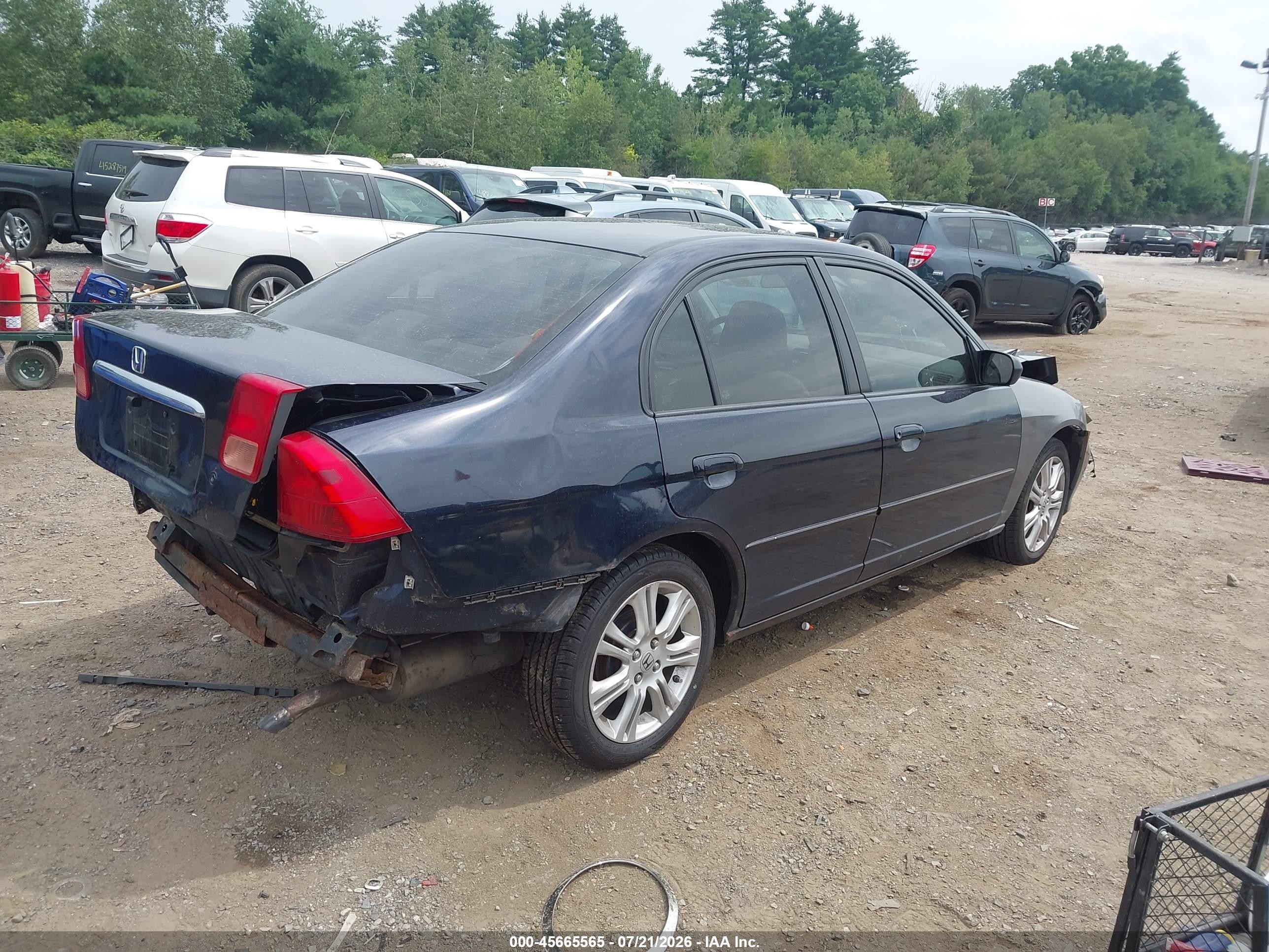 2001 Honda Civic Ex Dark Blue vin: 2HGES26771H608032