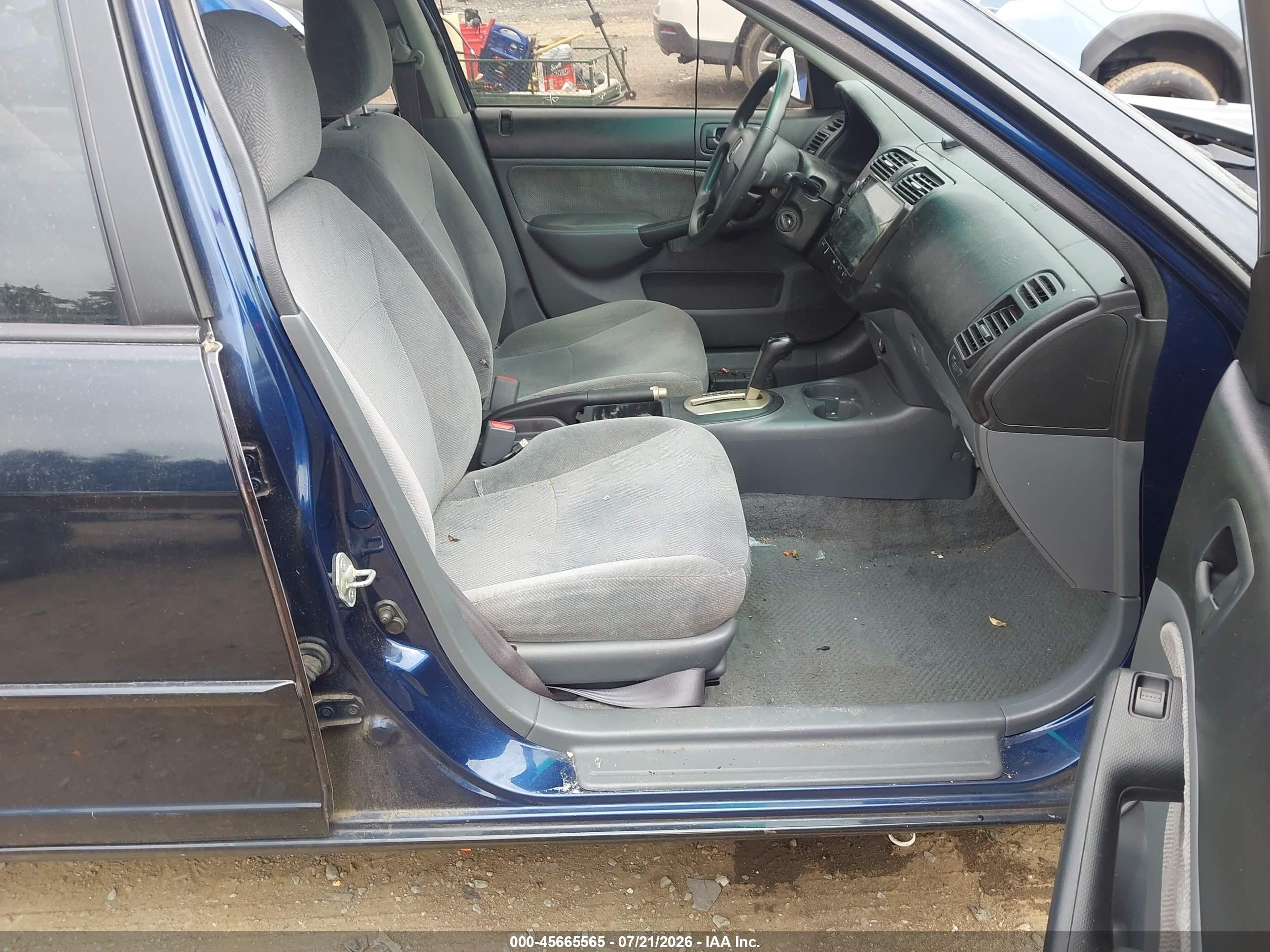 2001 Honda Civic Ex Dark Blue vin: 2HGES26771H608032