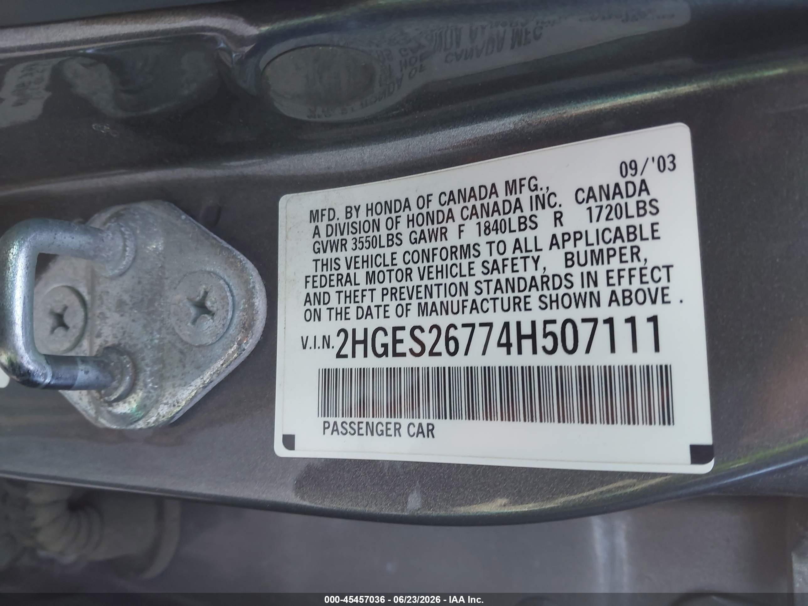 2004 Honda Civic Ex Серебряный vin: 2HGES26774H507111
