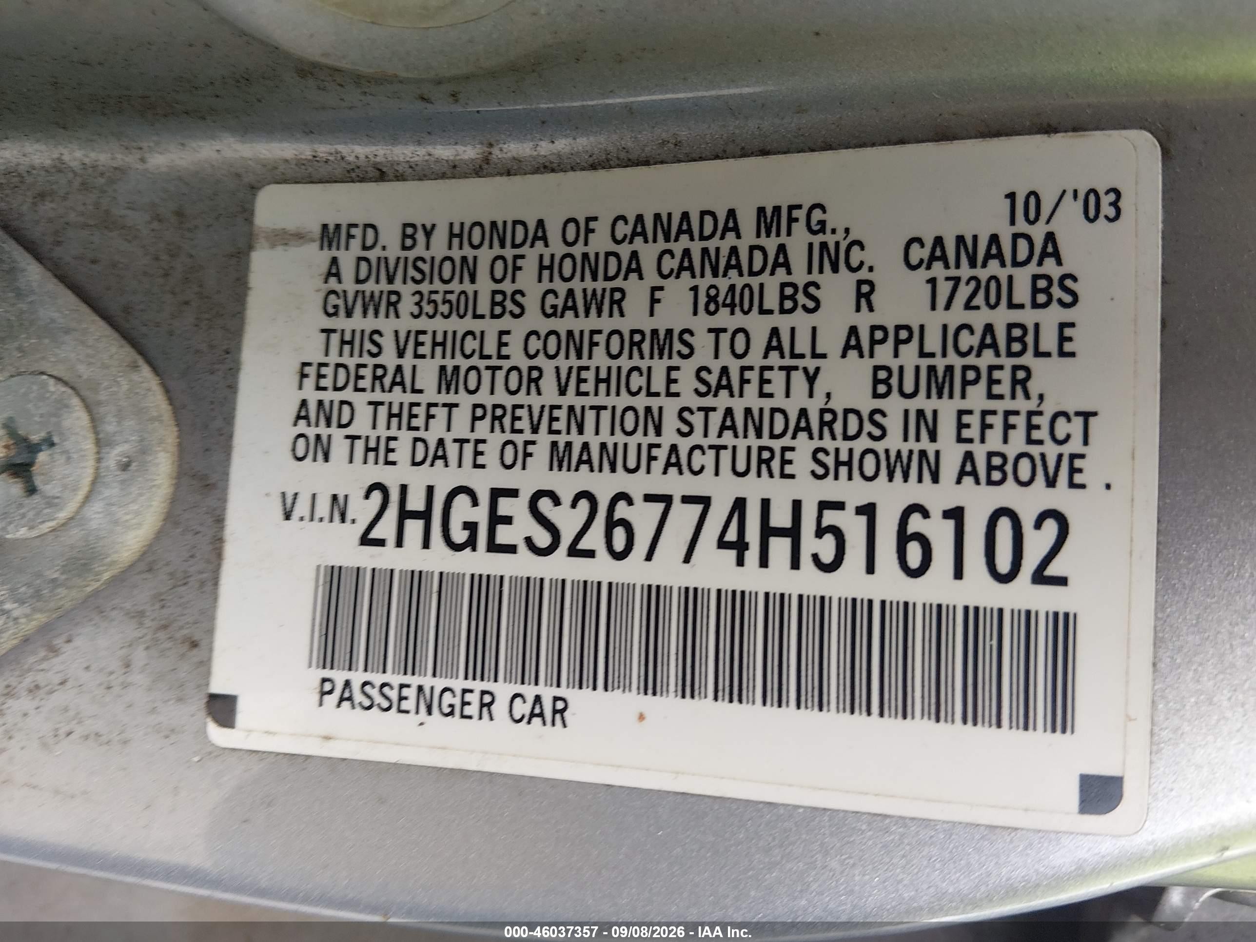 2004 Honda Civic Ex Silver vin: 2HGES26774H516102