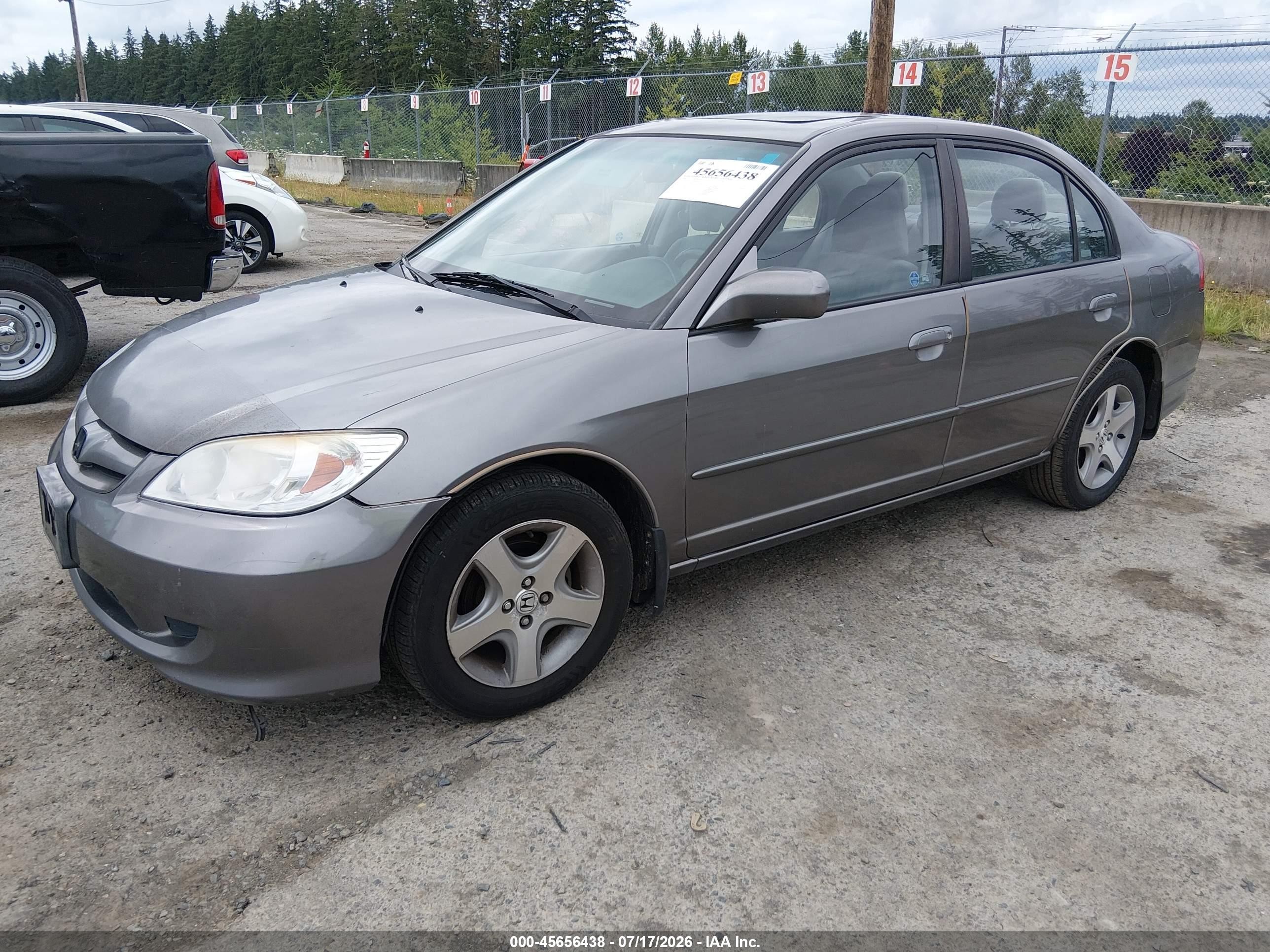 2004 Honda Civic Ex Серый vin: 2HGES26774H639107