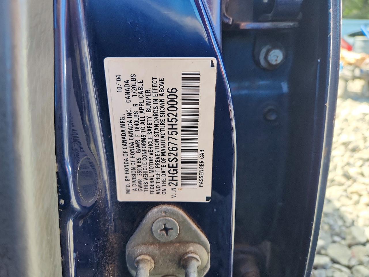 2005 Honda Civic Ex Blue vin: 2HGES26775H520006