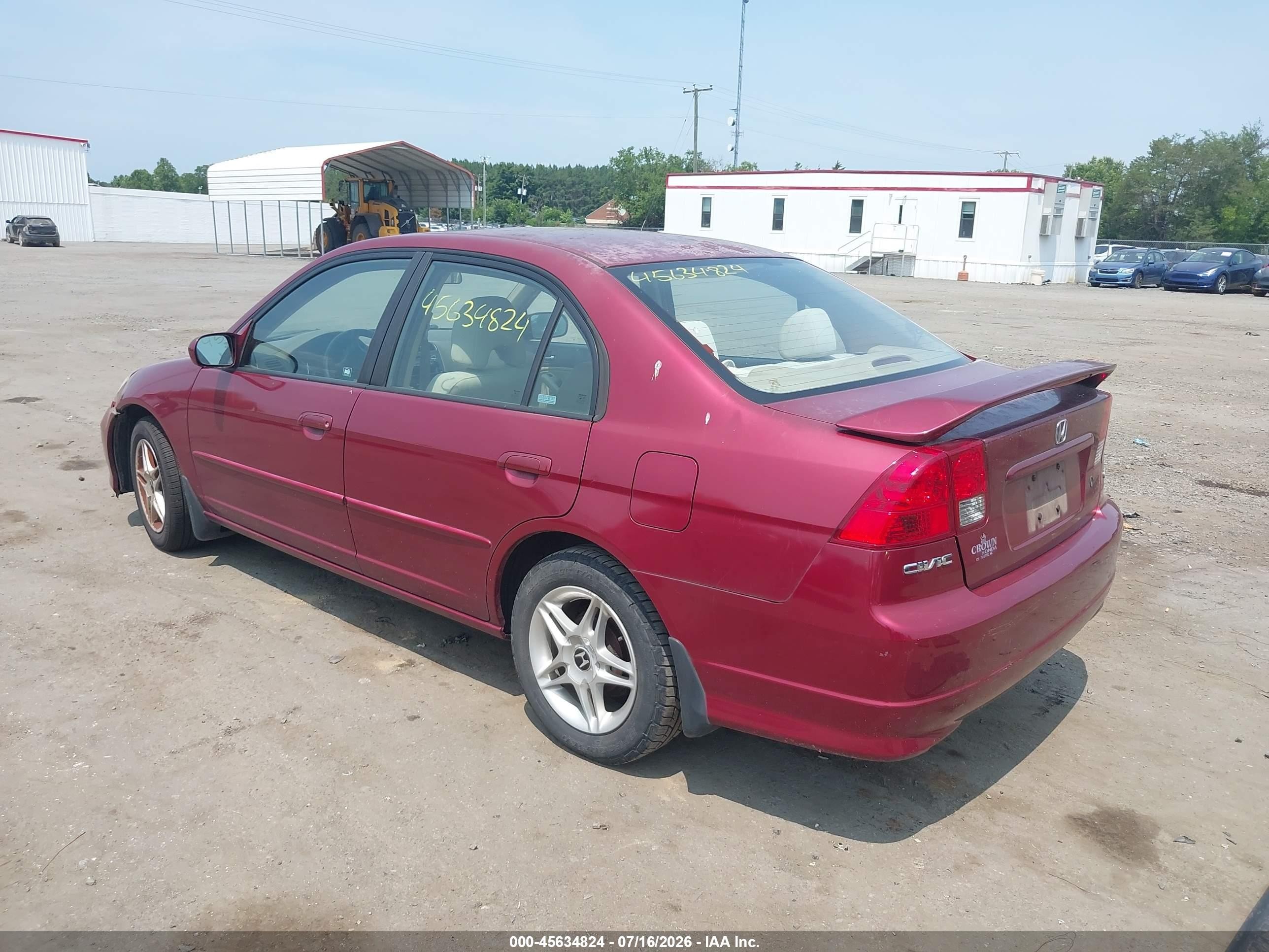 2005 Honda Civic Ex Темно-бордовый vin: 2HGES26775H531880