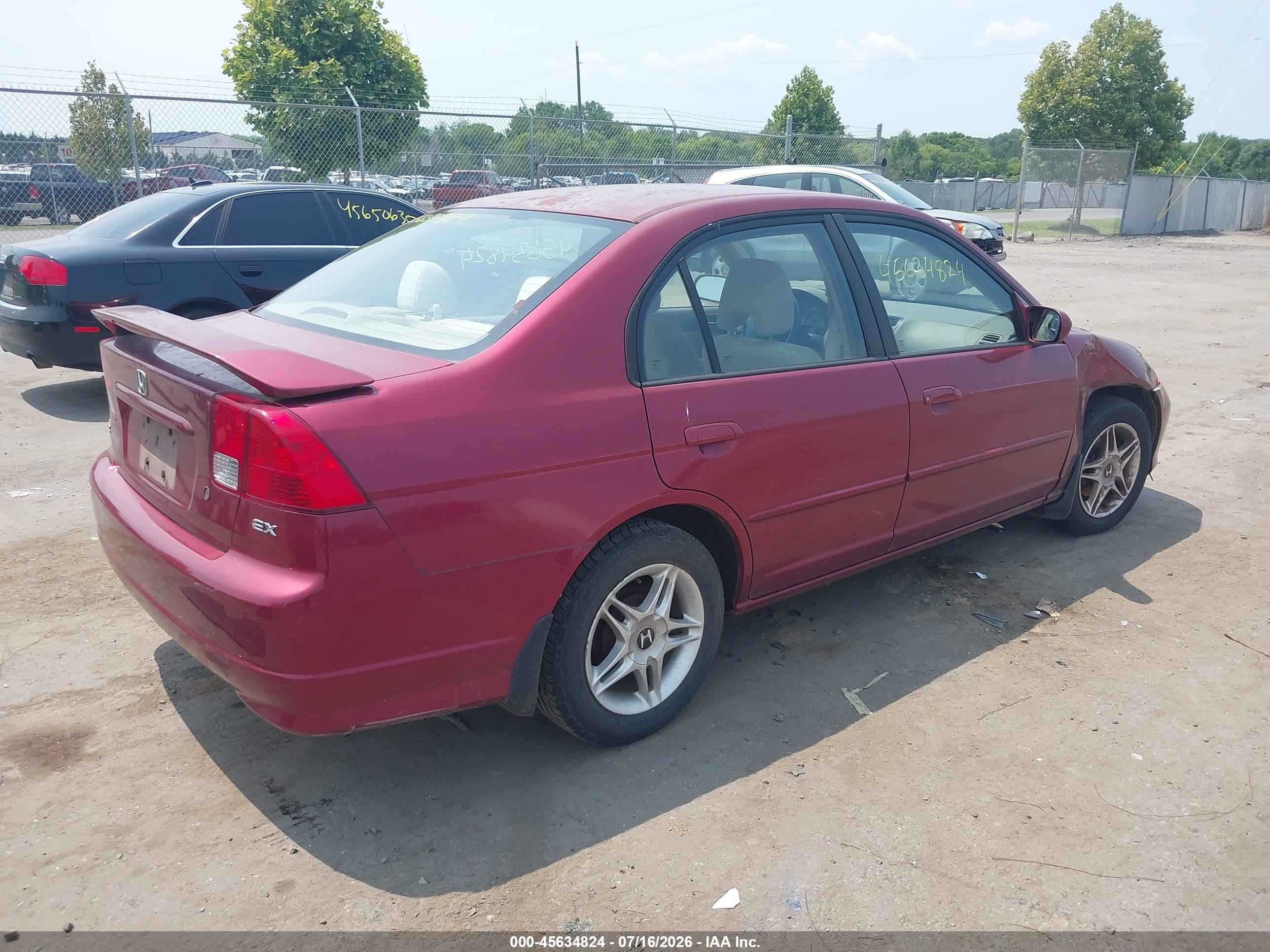 2005 Honda Civic Ex Темно-бордовый vin: 2HGES26775H531880