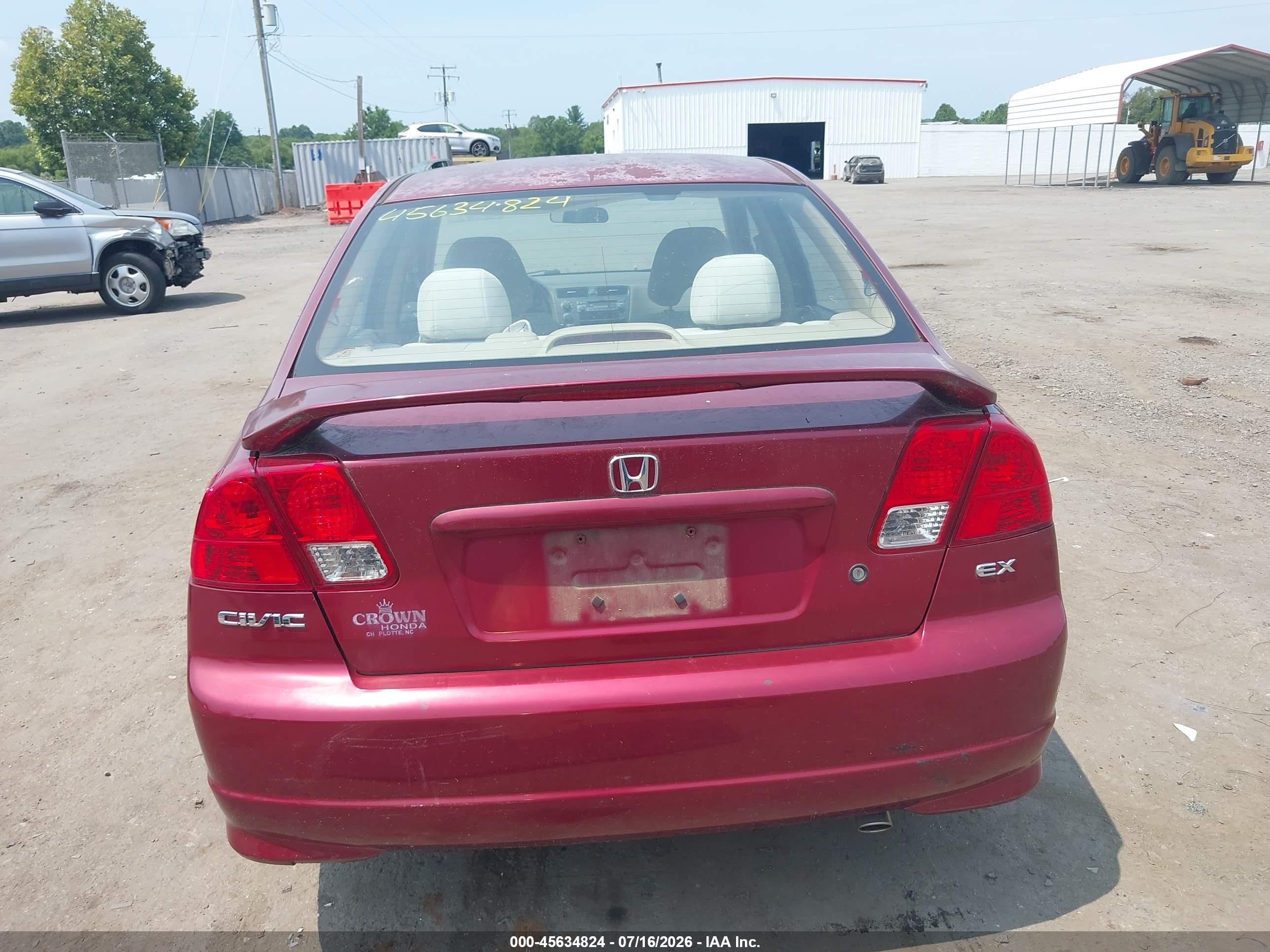 2005 Honda Civic Ex Темно-бордовый vin: 2HGES26775H531880