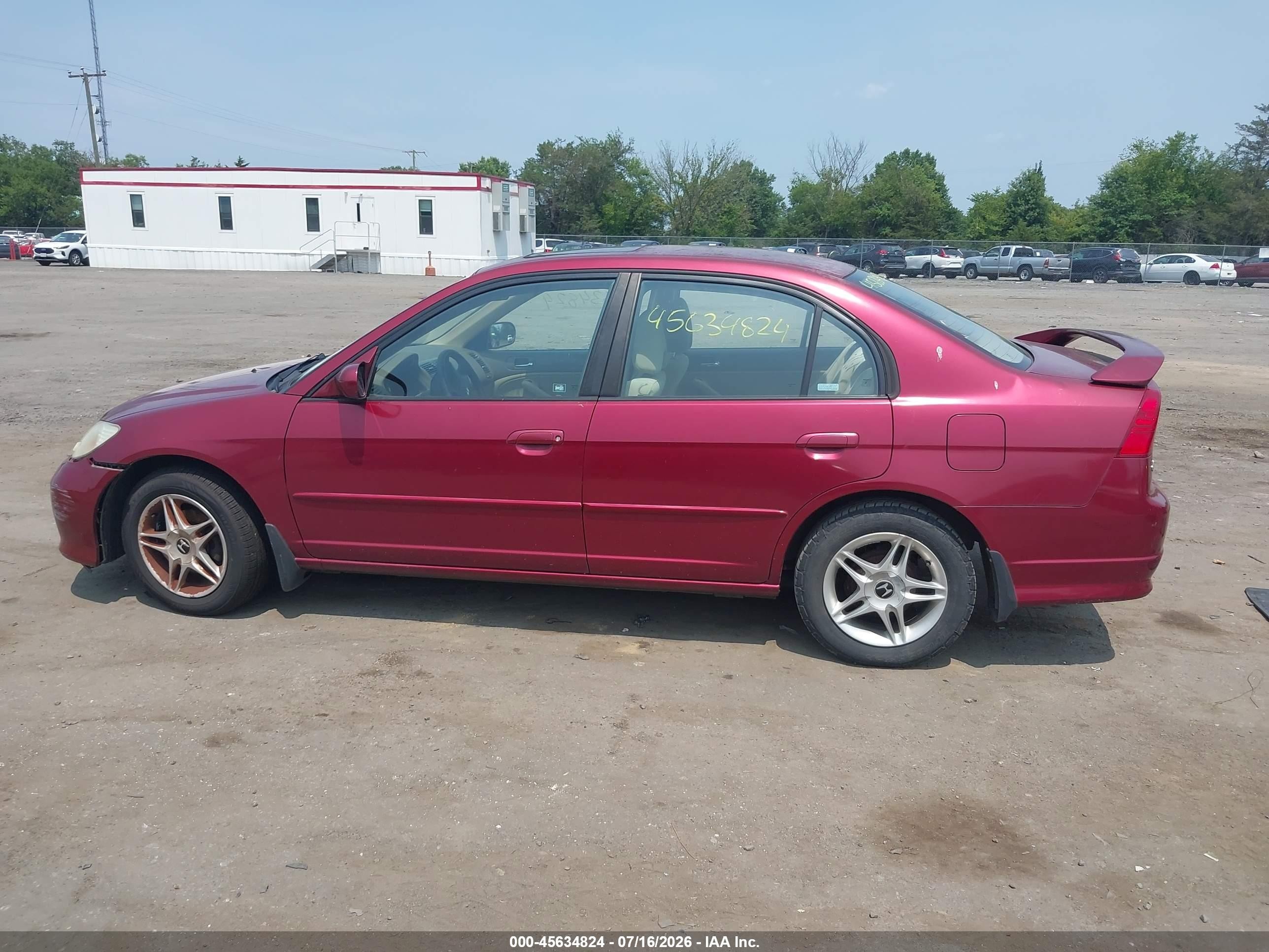 2005 Honda Civic Ex Темно-бордовый vin: 2HGES26775H531880
