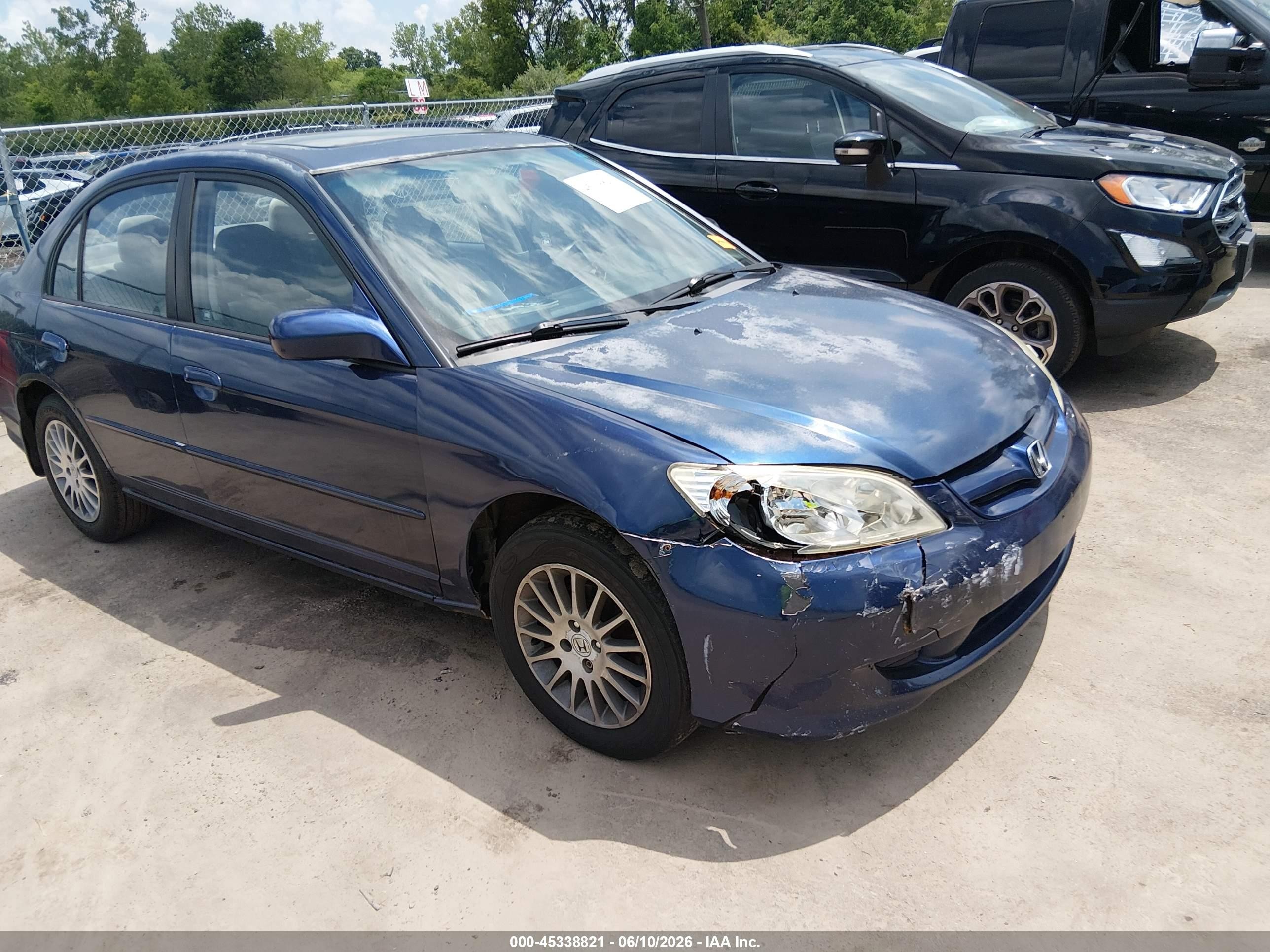 2005 Honda Civic Ex Синий vin: 2HGES26775H538392