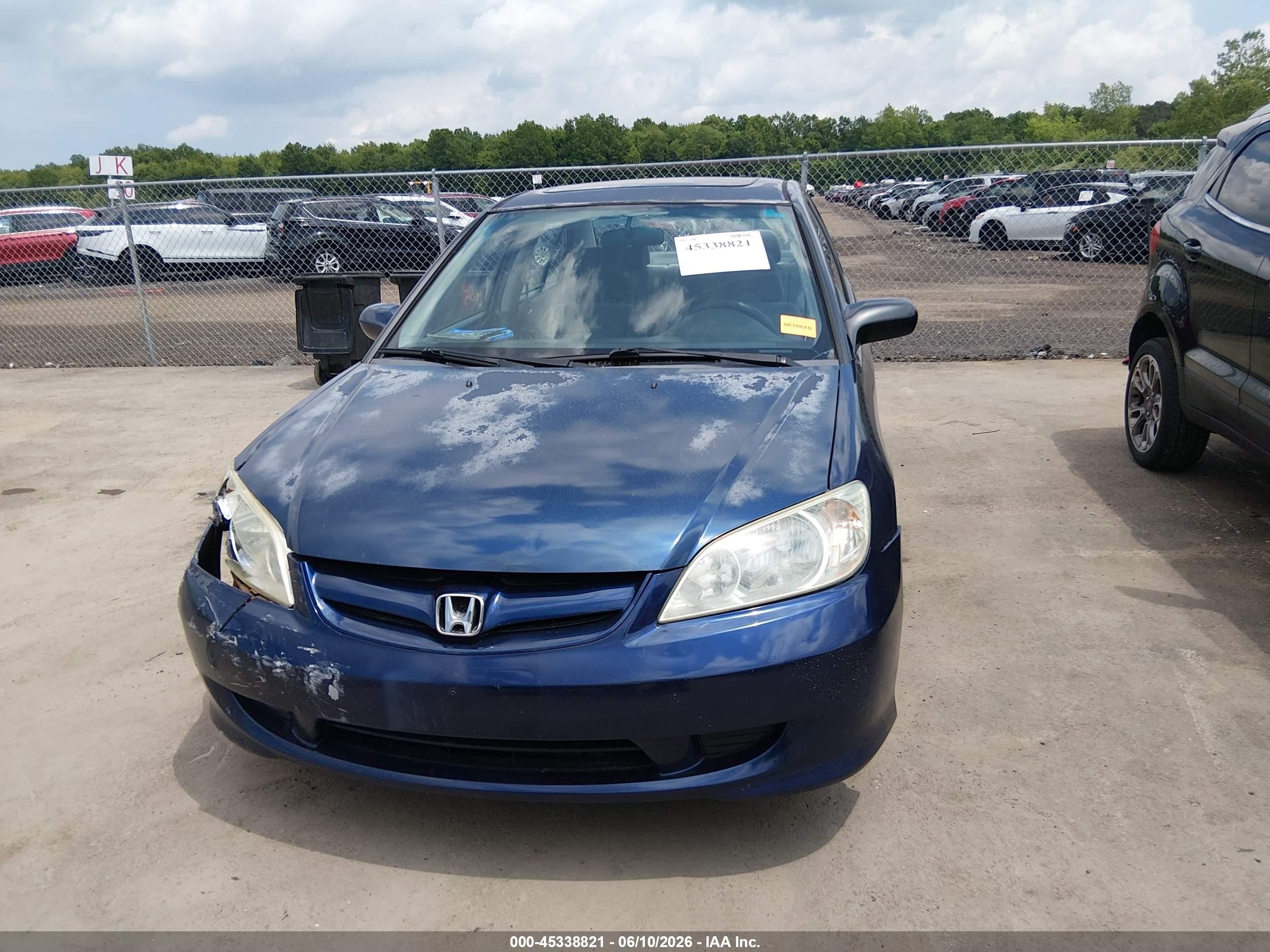 2005 Honda Civic Ex Синий vin: 2HGES26775H538392
