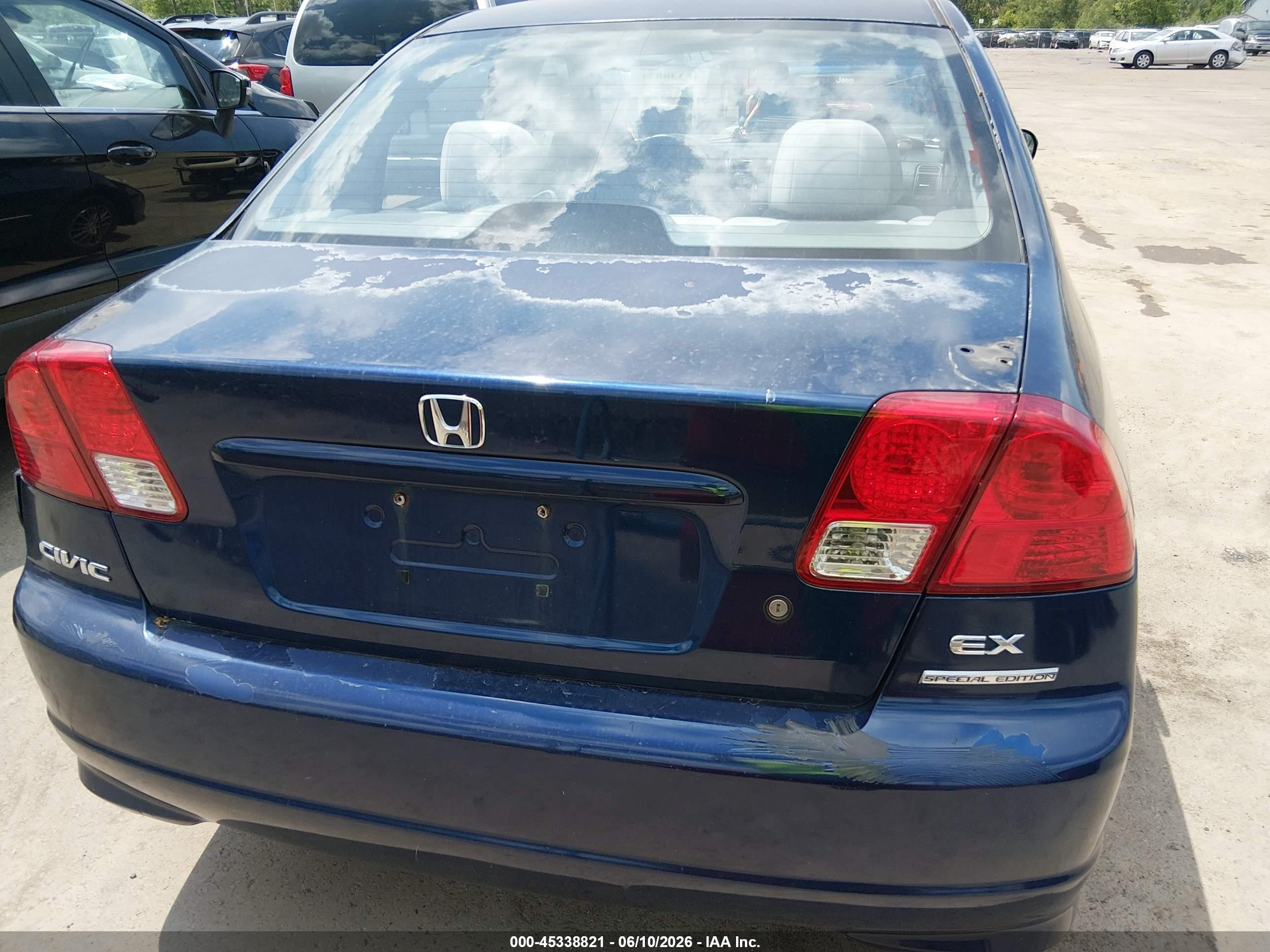 2005 Honda Civic Ex Синий vin: 2HGES26775H538392