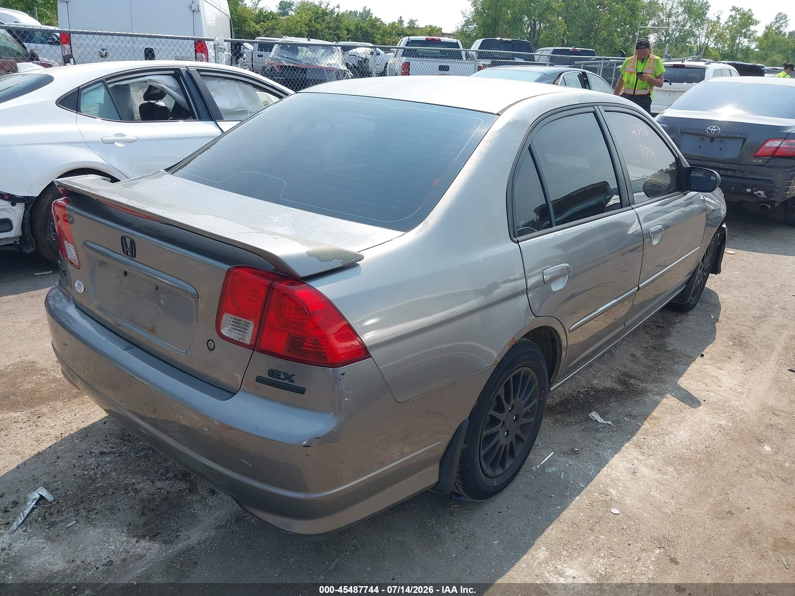 2005 Honda Civic Ex Серый vin: 2HGES26775H563356