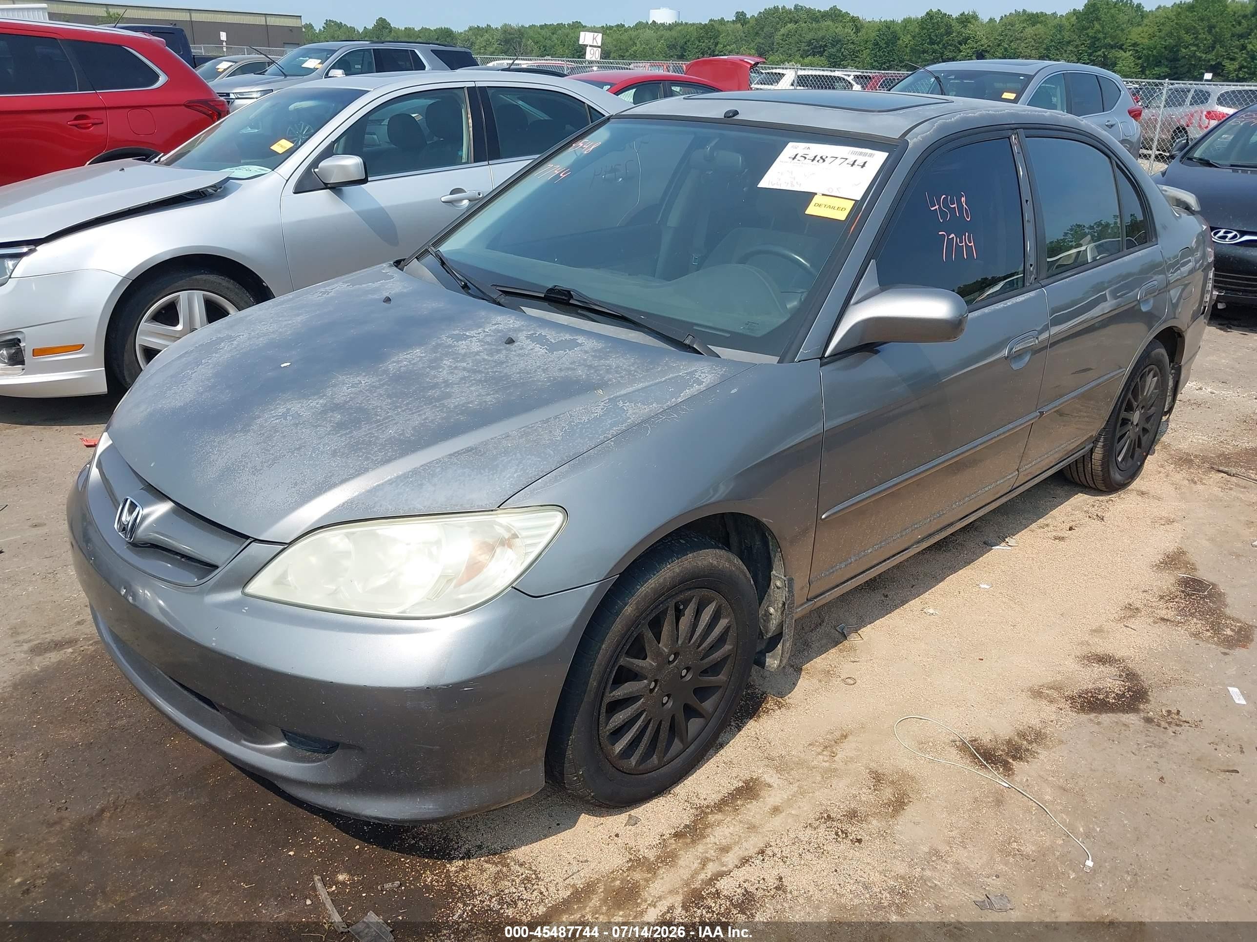 2005 Honda Civic Ex Серый vin: 2HGES26775H563356