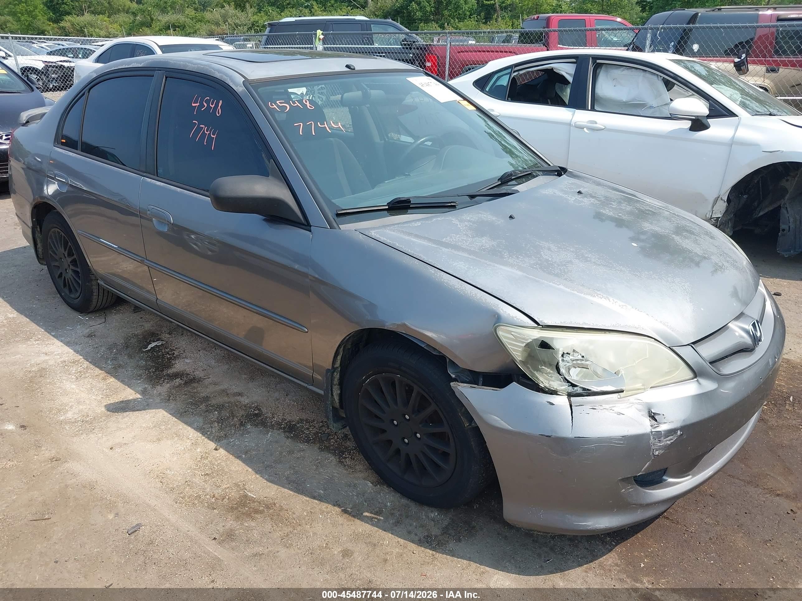 2005 Honda Civic Ex Gray vin: 2HGES26775H563356