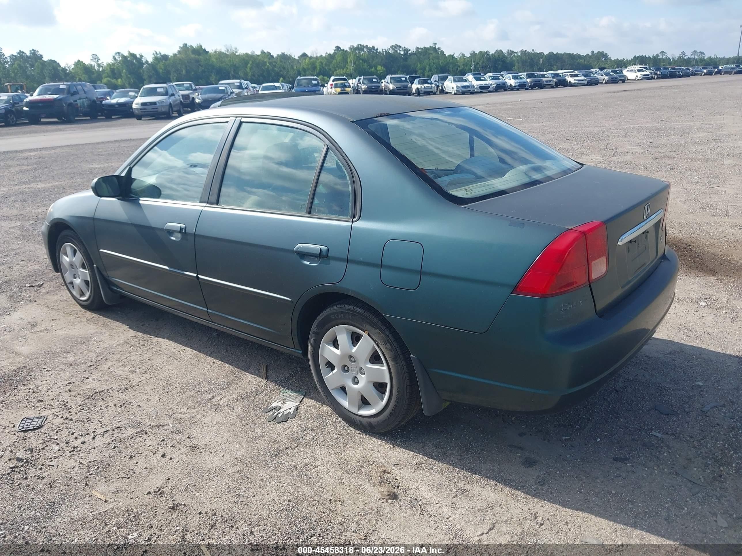 2001 Honda Civic Ex Зеленый vin: 2HGES26781H533566