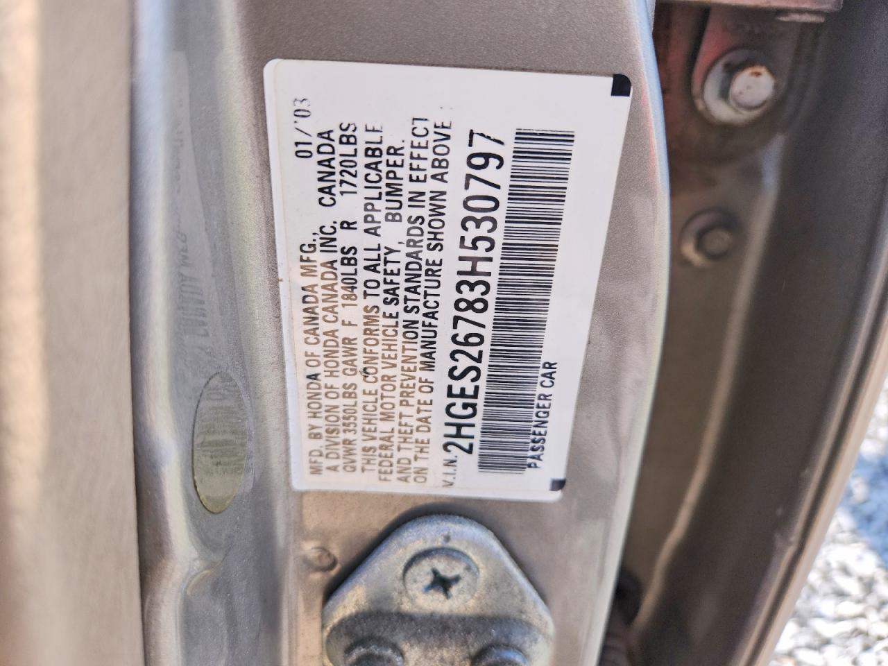 2003 Honda Civic Ex Tan vin: 2HGES26783H530797