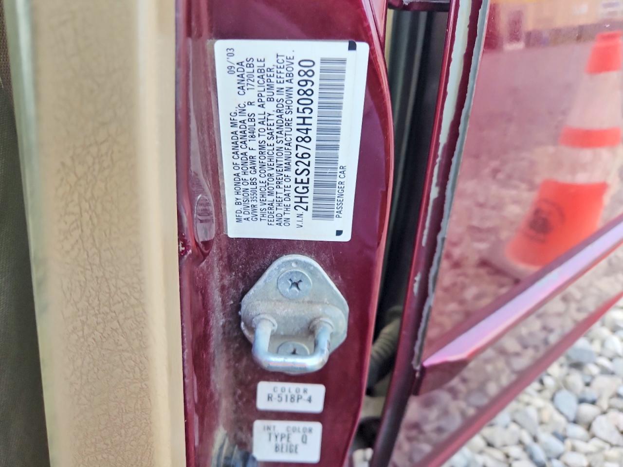 2004 Honda Civic Ex Burgundy vin: 2HGES26784H508980