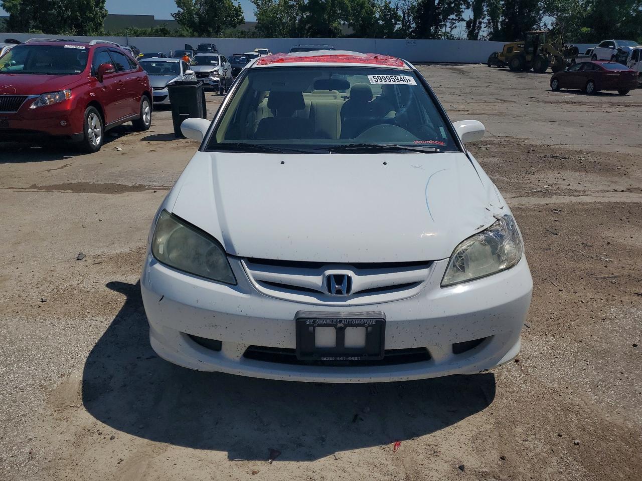 2005 Honda Civic Ex White vin: 2HGES26785H536652