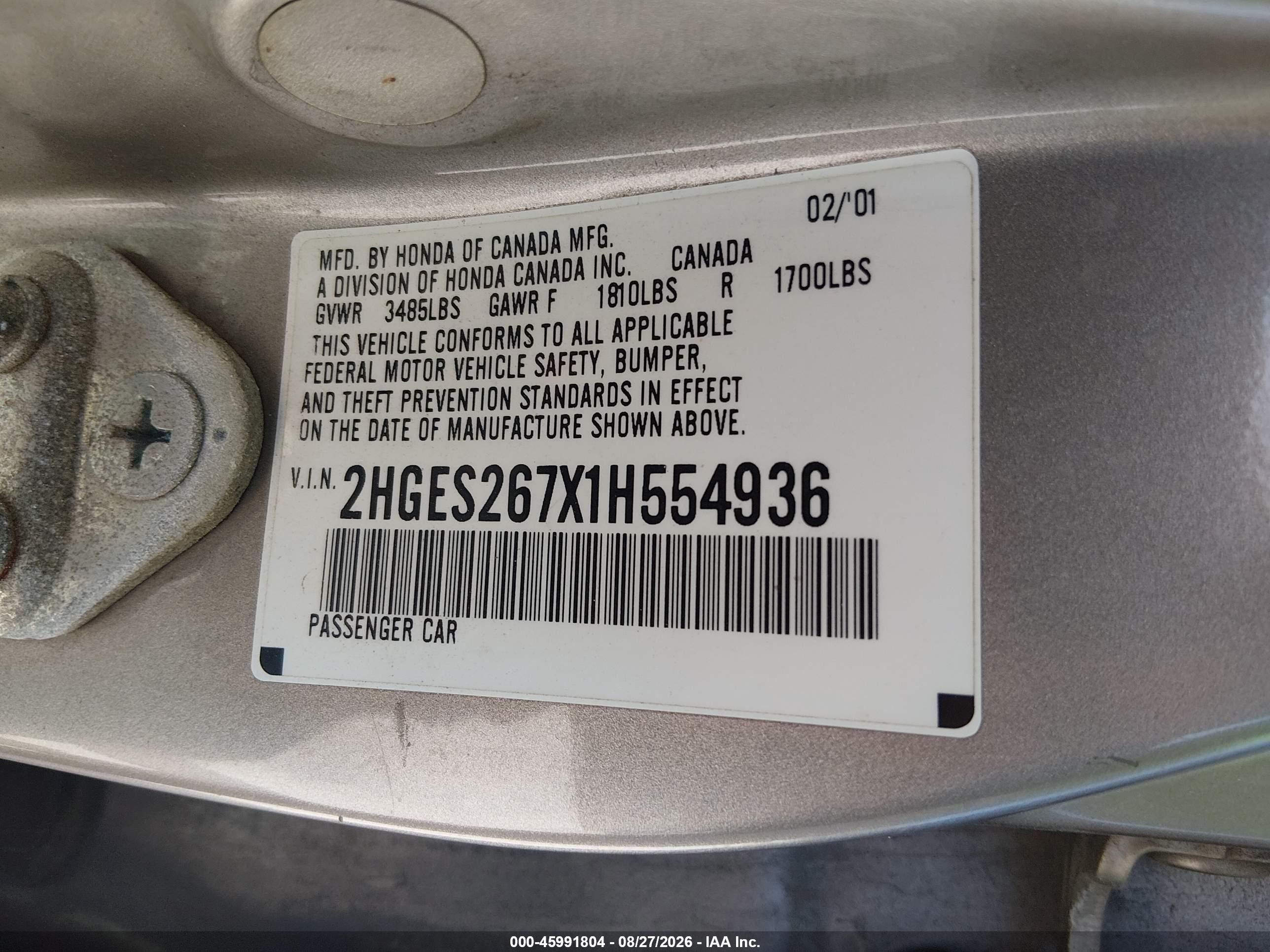 2001 Honda Civic Ex Tan vin: 2HGES267X1H554936