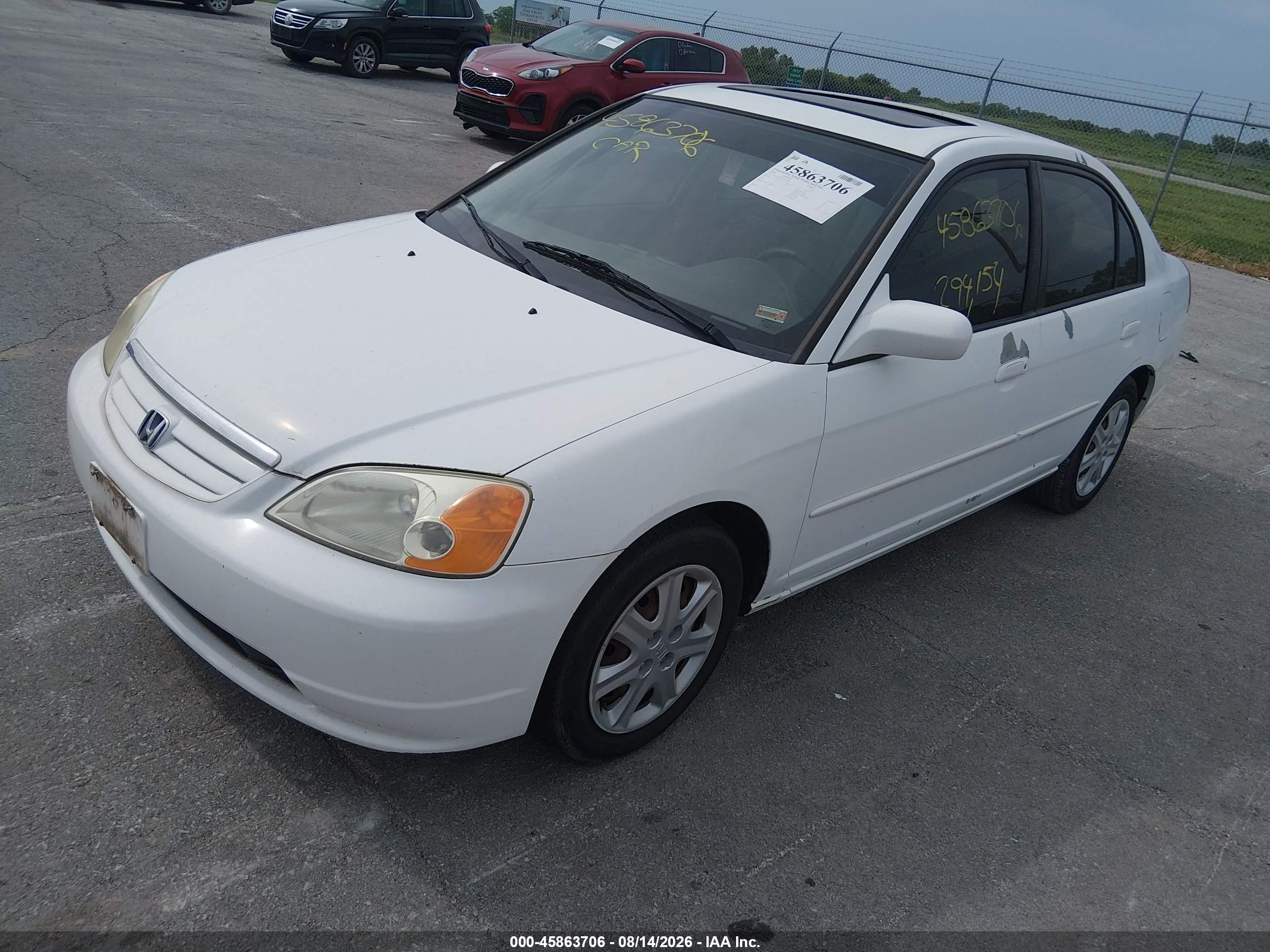 2003 Honda Civic Ex White vin: 2HGES267X3H527187