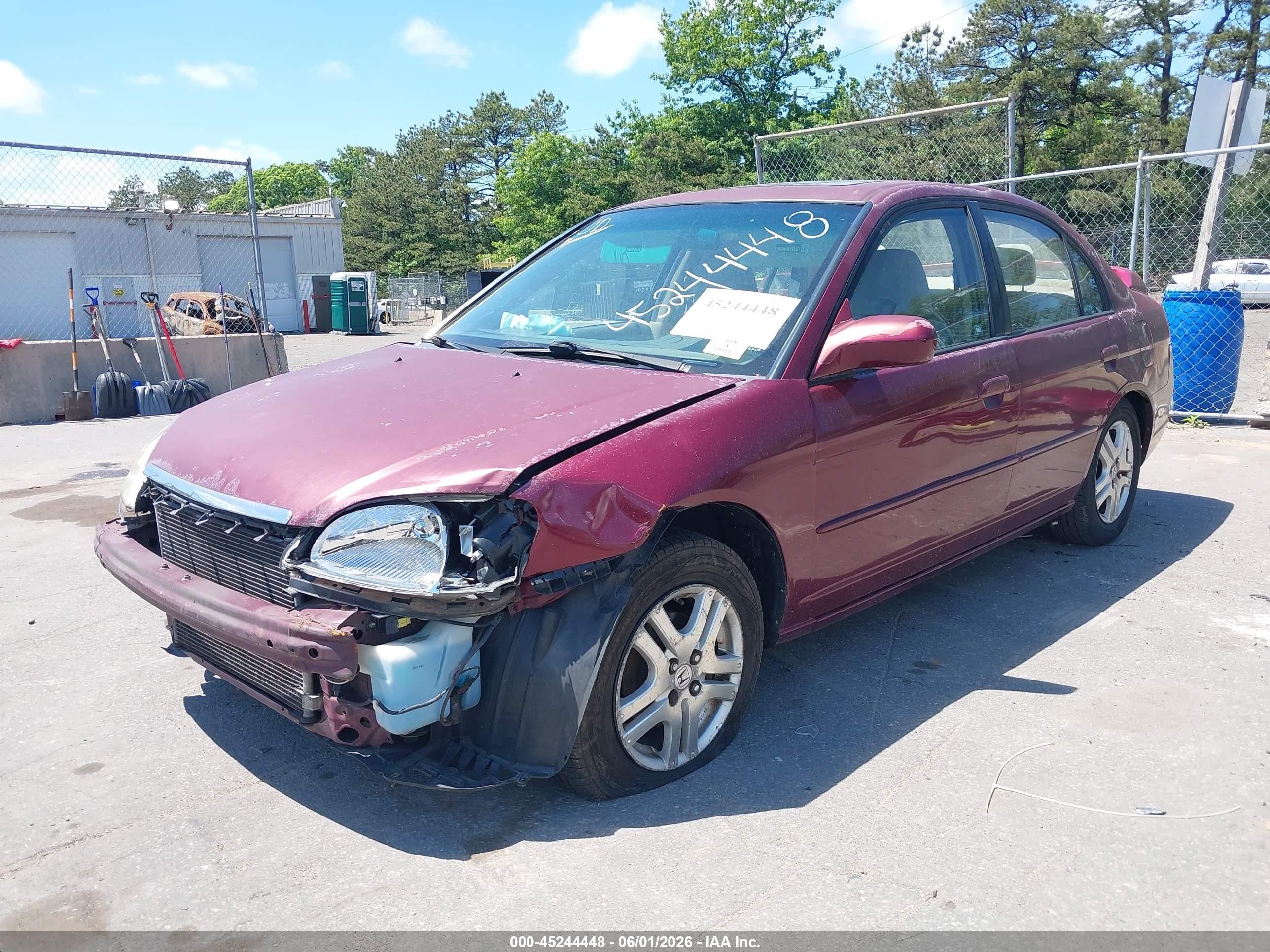 2003 Honda Civic Ex Burgundy vin: 2HGES267X3H555569