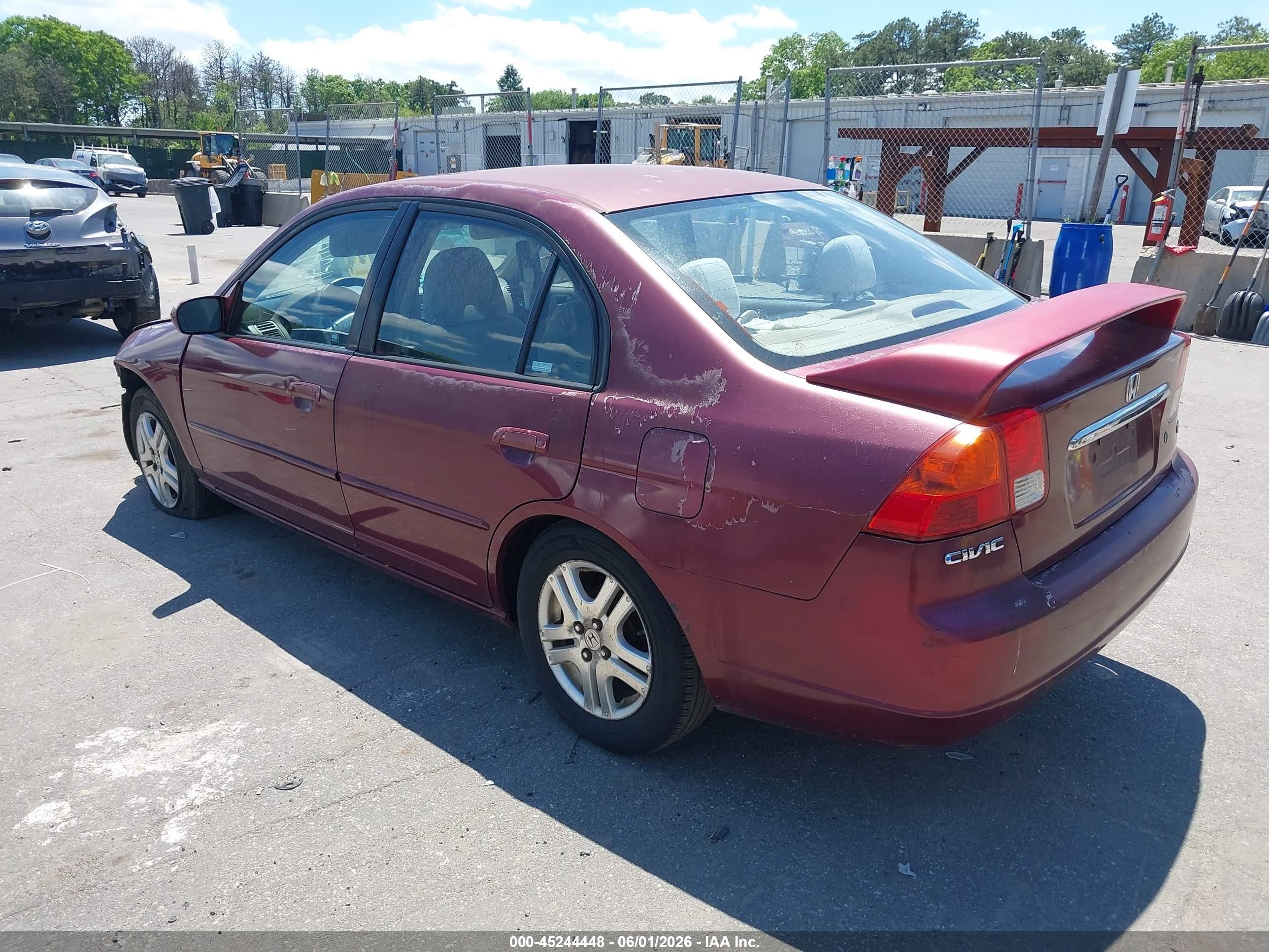 2003 Honda Civic Ex Burgundy vin: 2HGES267X3H555569