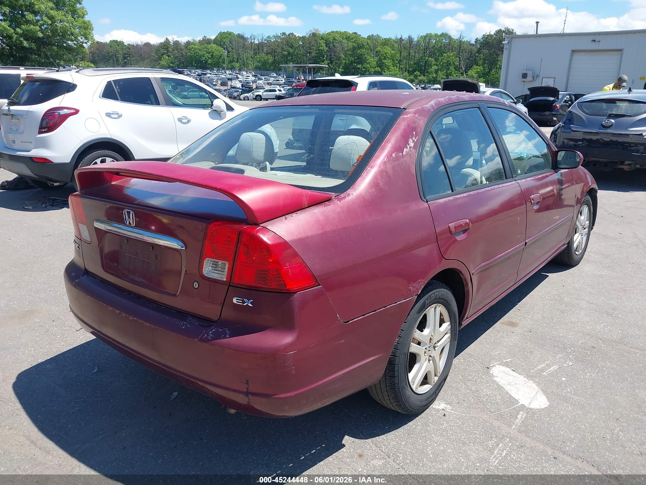 2003 Honda Civic Ex Burgundy vin: 2HGES267X3H555569