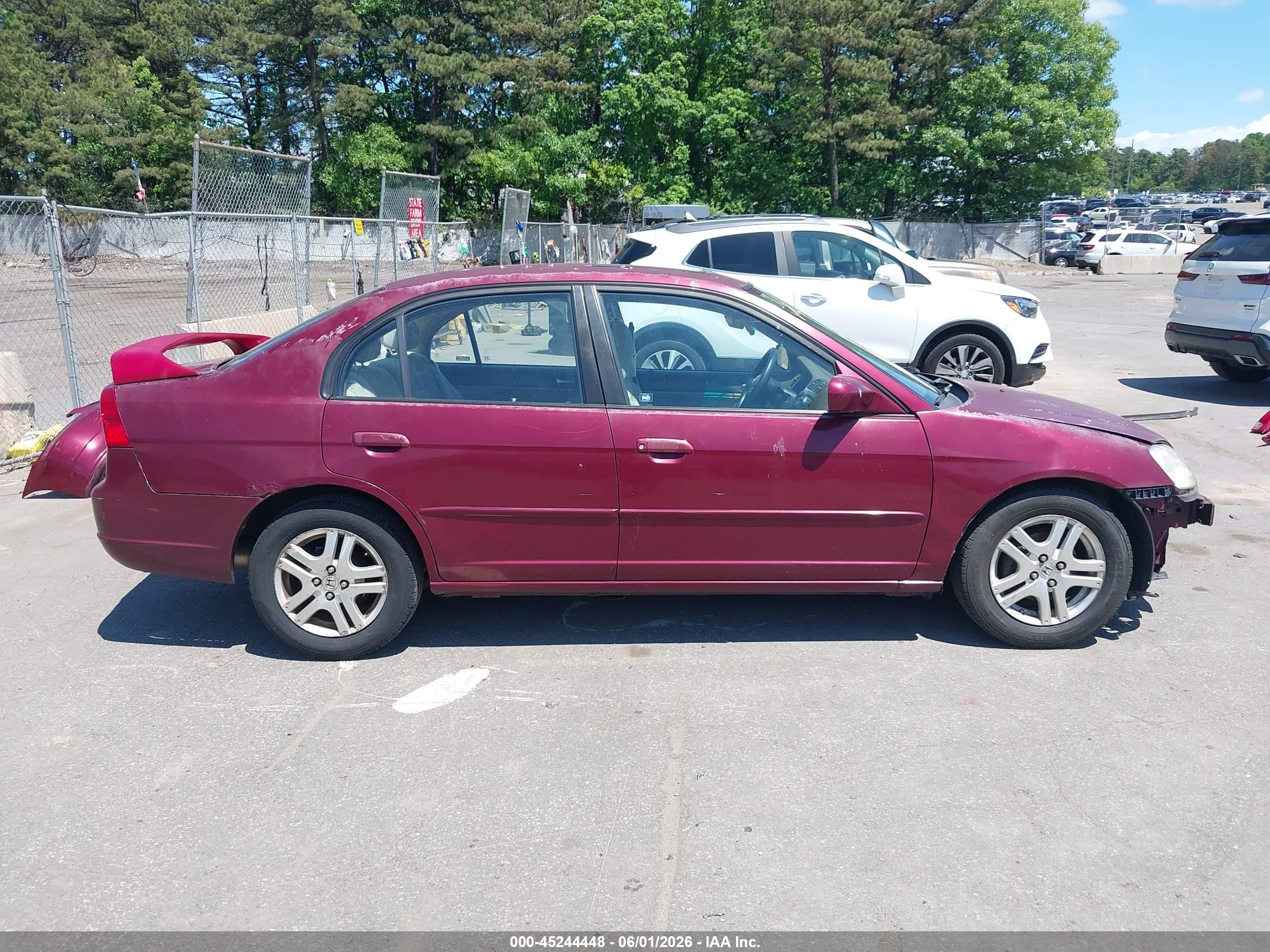 2003 Honda Civic Ex Burgundy vin: 2HGES267X3H555569