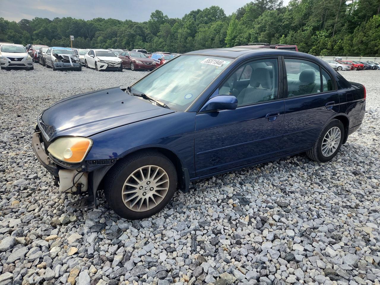 2003 Honda Civic Ex Blue vin: 2HGES267X3H607315