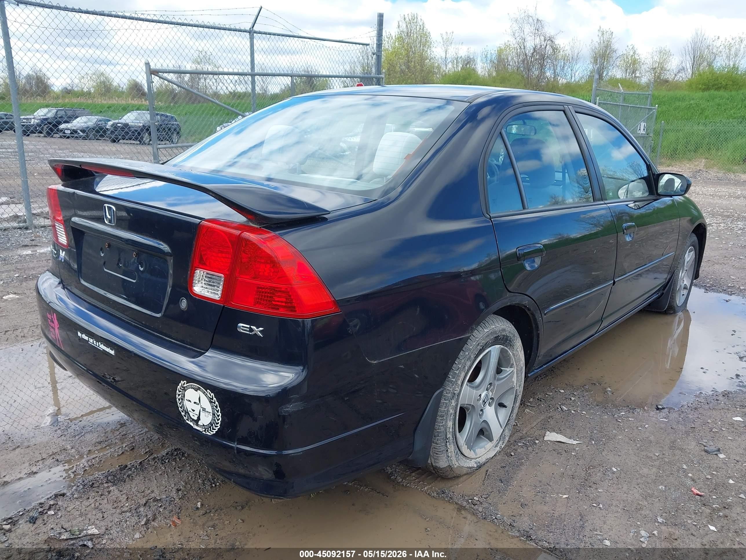 2004 Honda Civic Ex Black vin: 2HGES267X4H550485