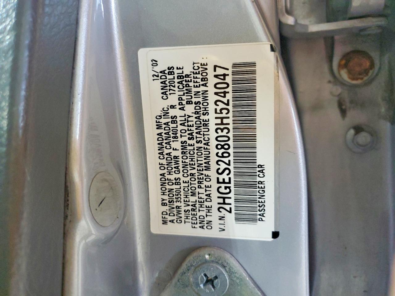 2003 Honda Civic Ex Silver vin: 2HGES26803H524047