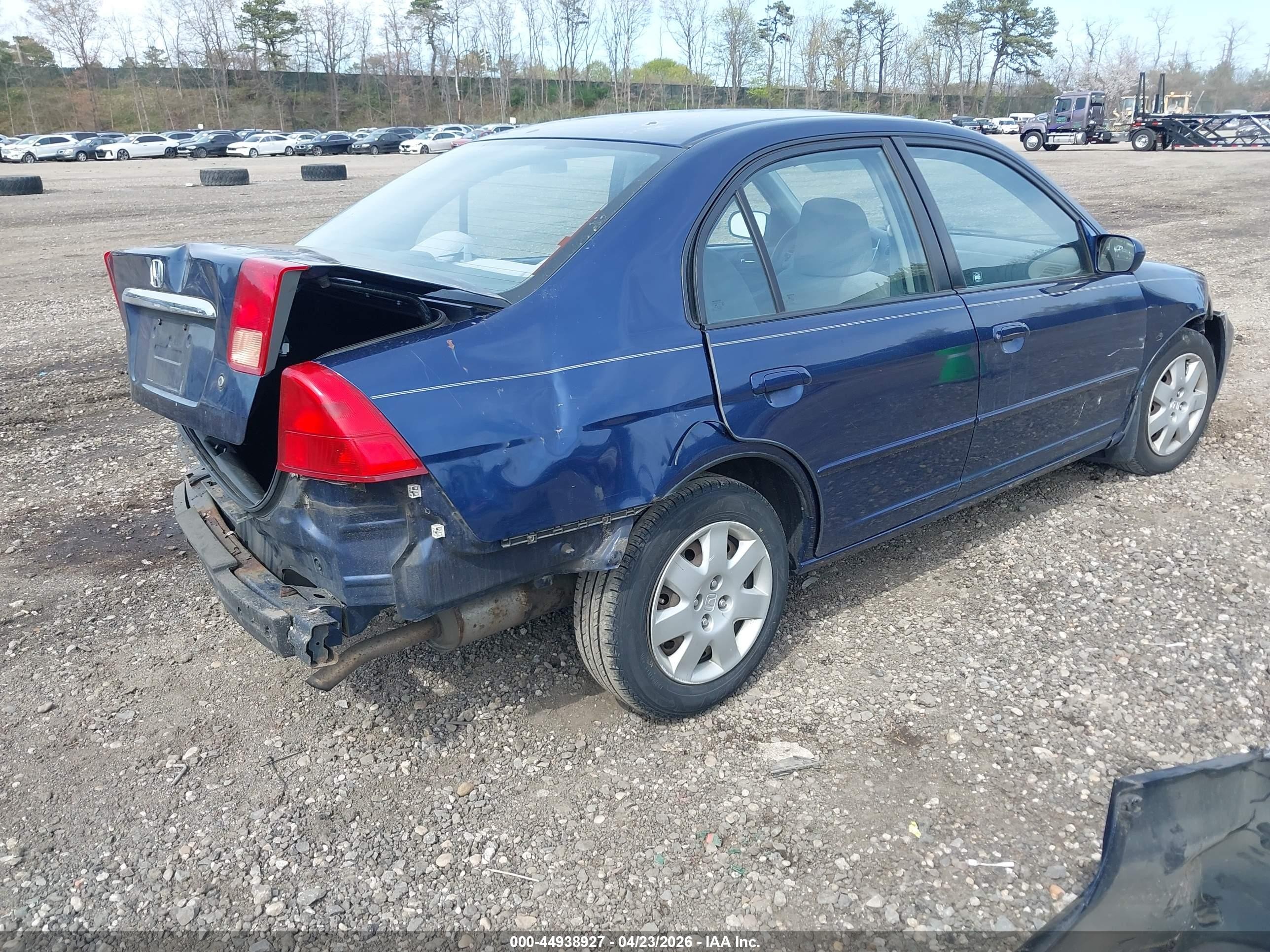 2002 Honda Civic Ex Синий vin: 2HGES26812H609946