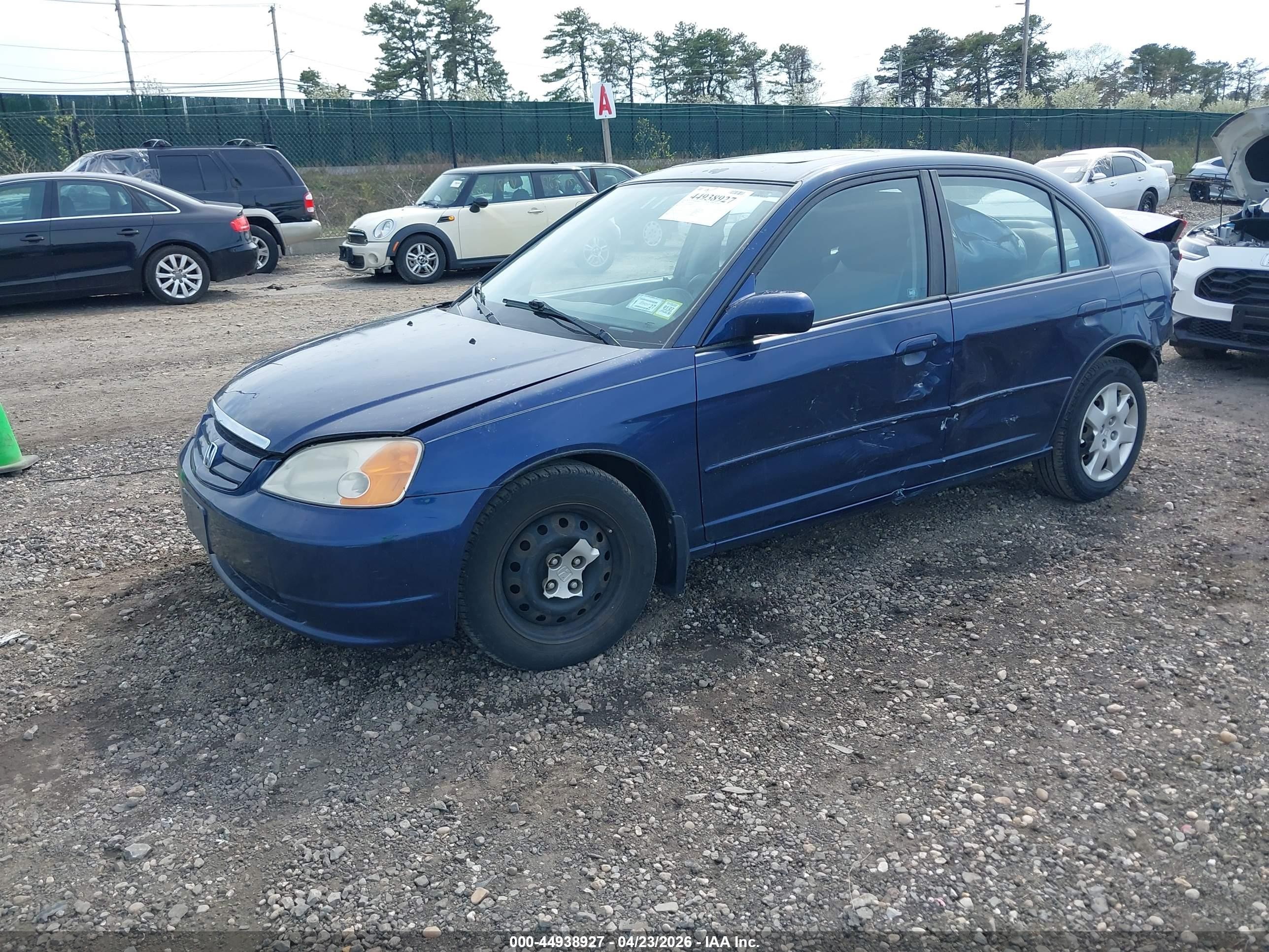 2002 Honda Civic Ex Синий vin: 2HGES26812H609946