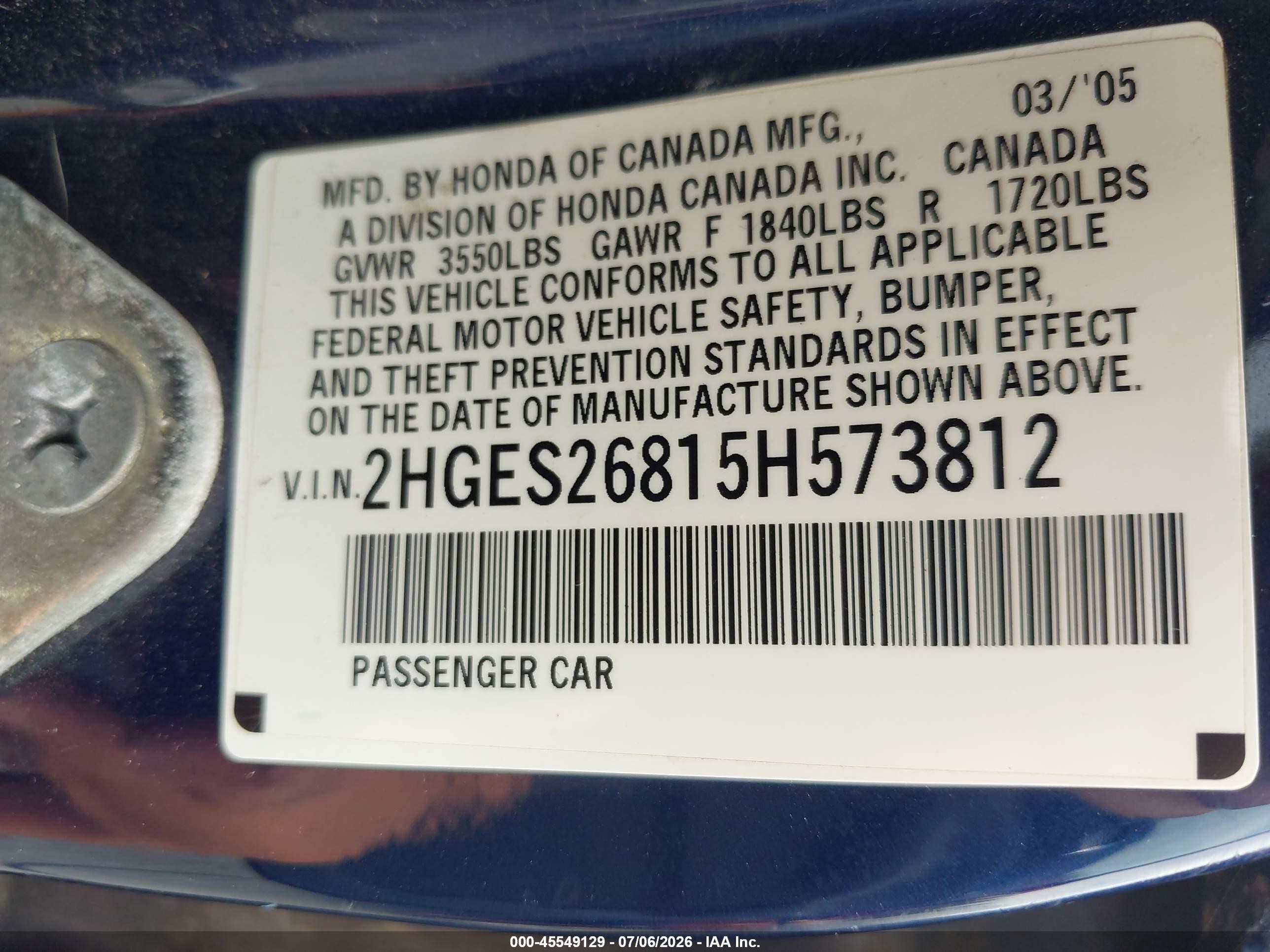 2005 Honda Civic Ex Black vin: 2HGES26815H573812