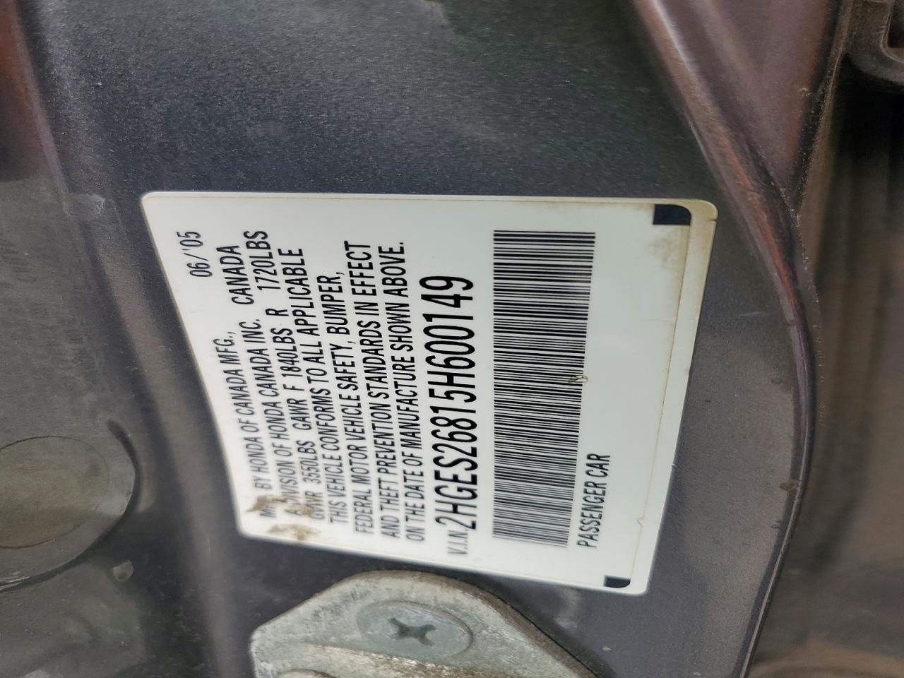 2005 Honda Civic Ex Silver vin: 2HGES26815H600149