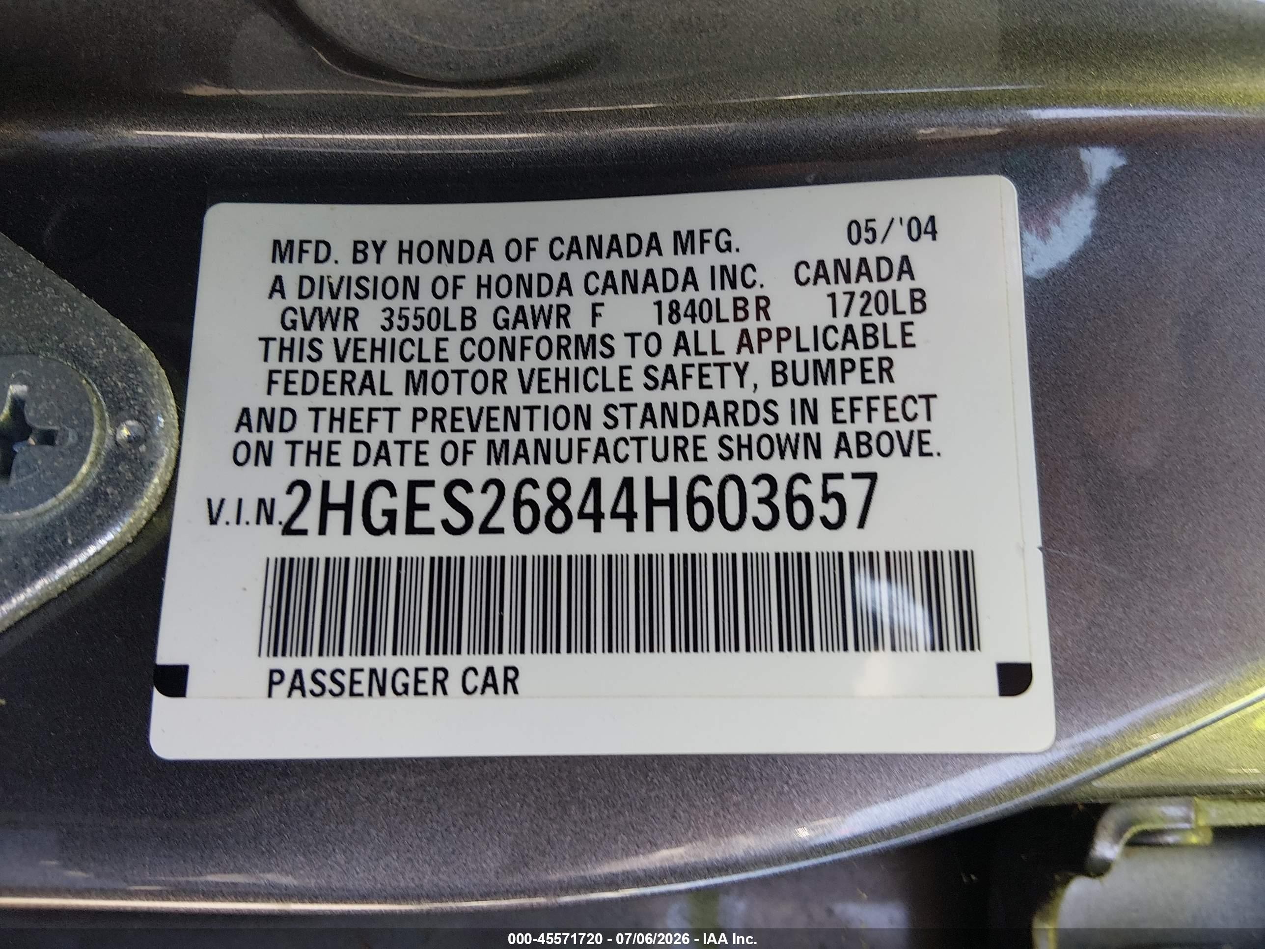 2004 Honda Civic Ex Gray vin: 2HGES26844H603657