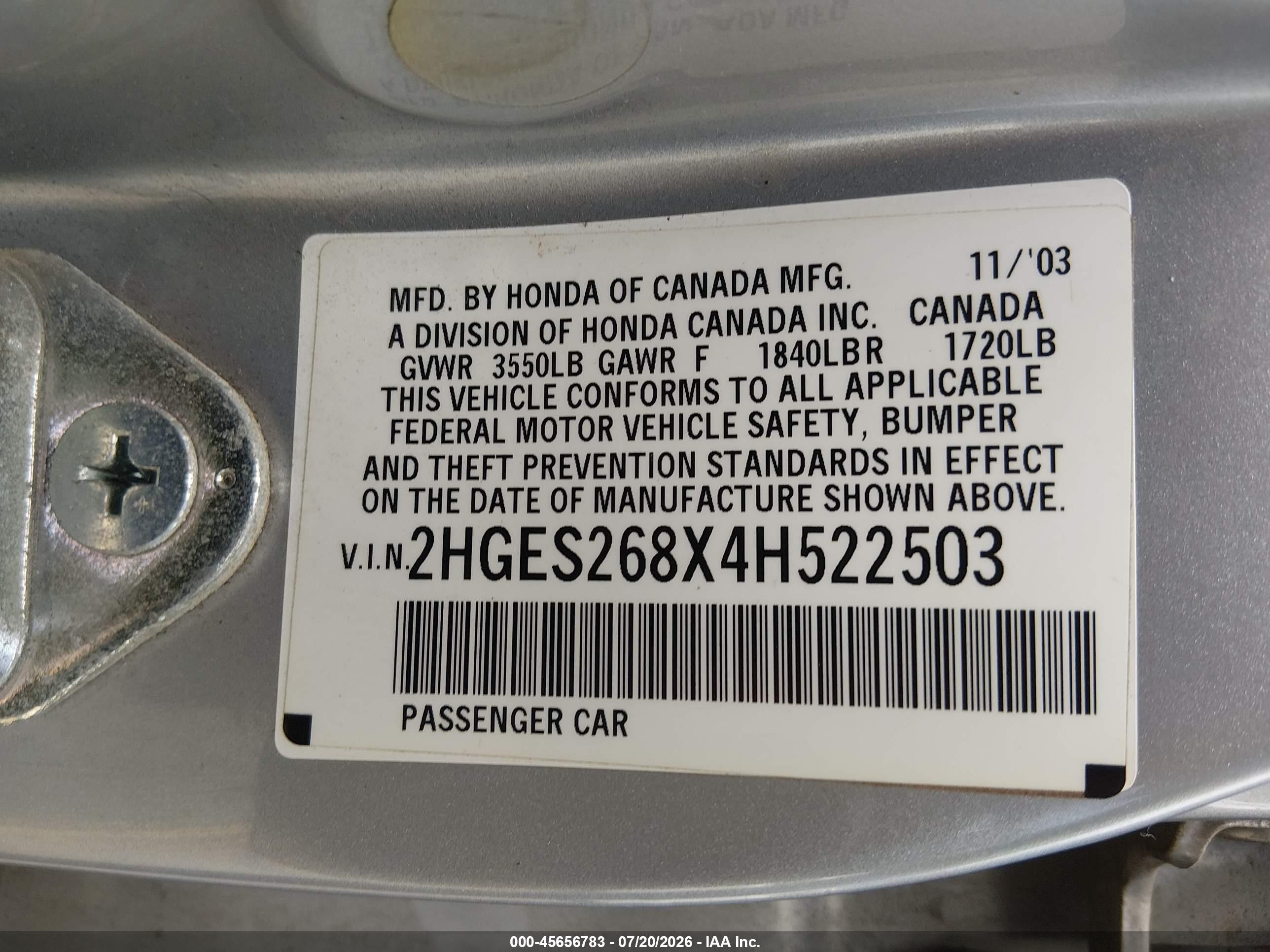 2004 Honda Civic Ex Silver vin: 2HGES268X4H522503