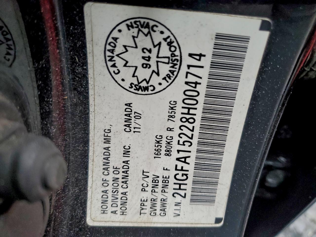 2008 Honda Civic Dx Black vin: 2HGFA15228H004714