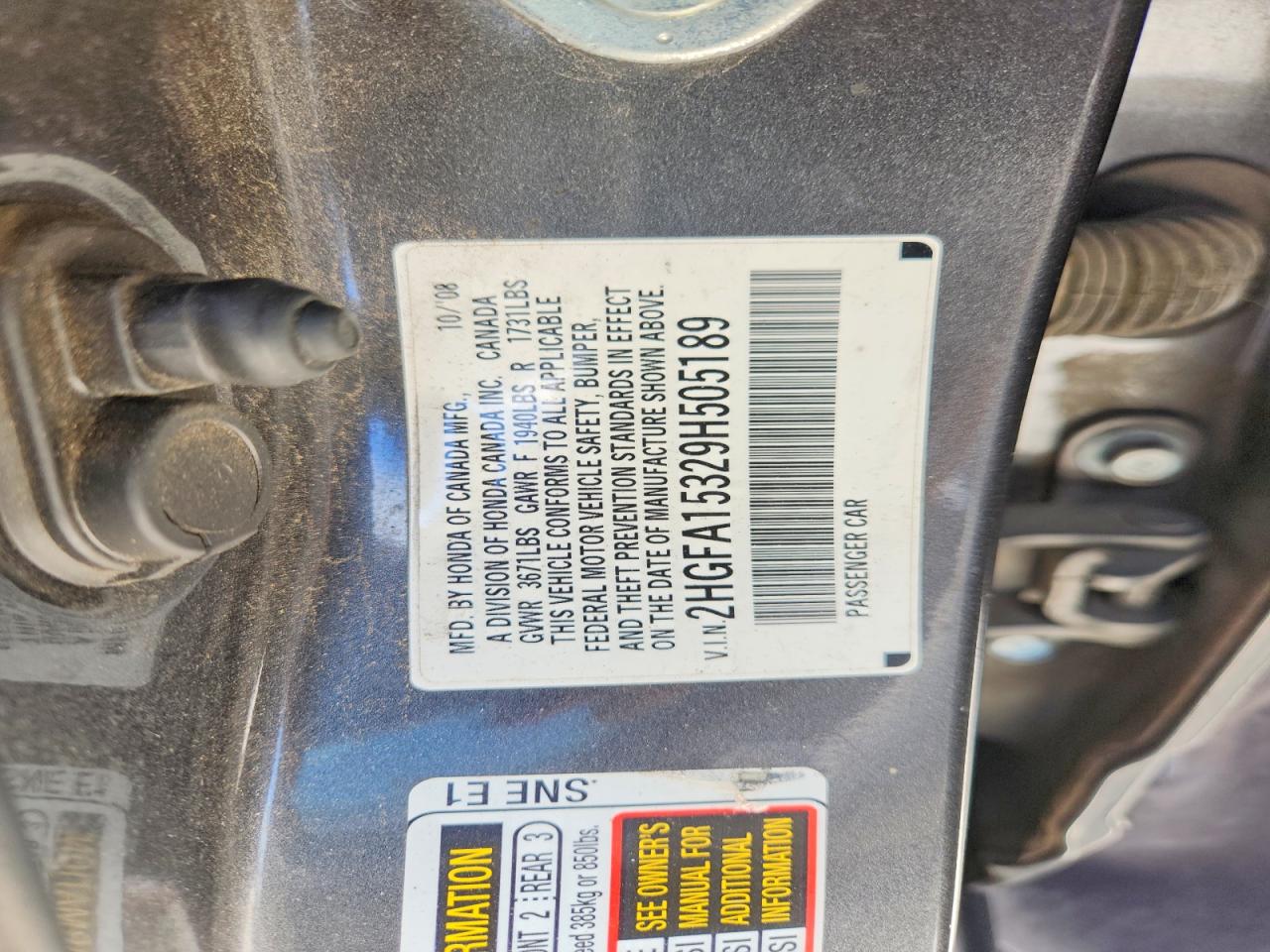 2009 Honda Civic Vp Gray vin: 2HGFA15329H505189
