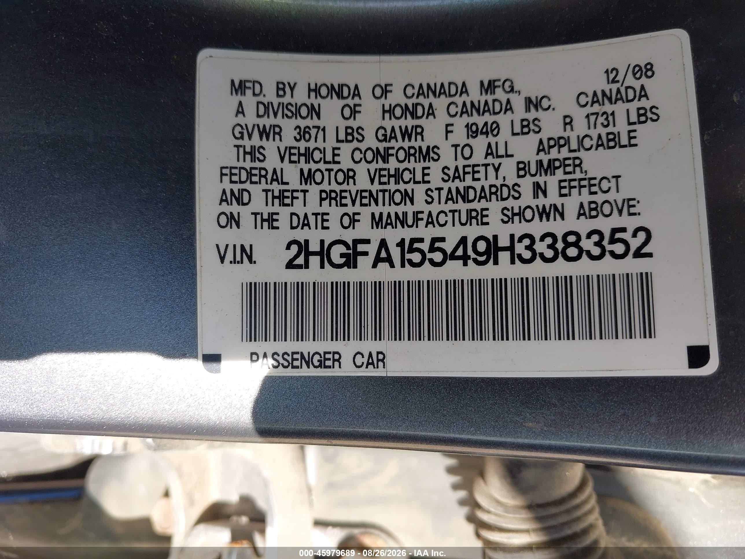 2009 Honda Civic Lx Gray vin: 2HGFA15549H338352
