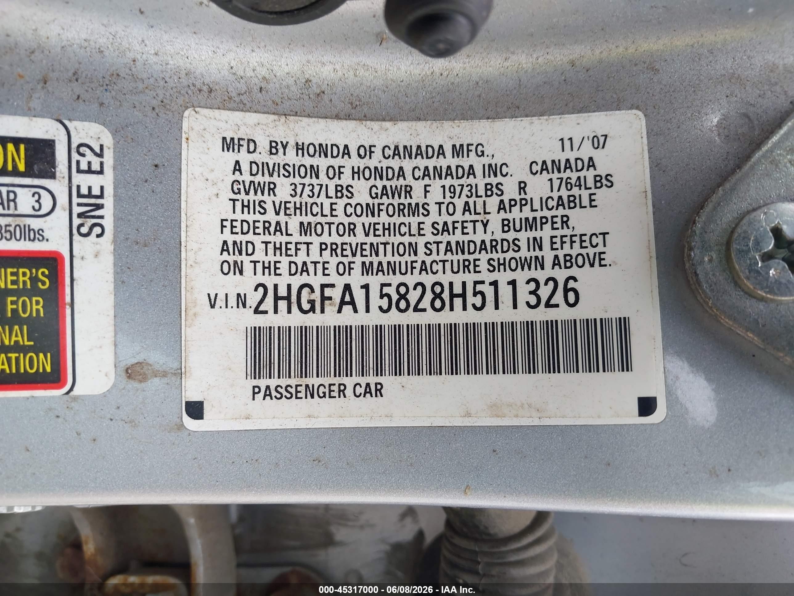 2008 Honda Civic Ex Silver vin: 2HGFA15828H511326