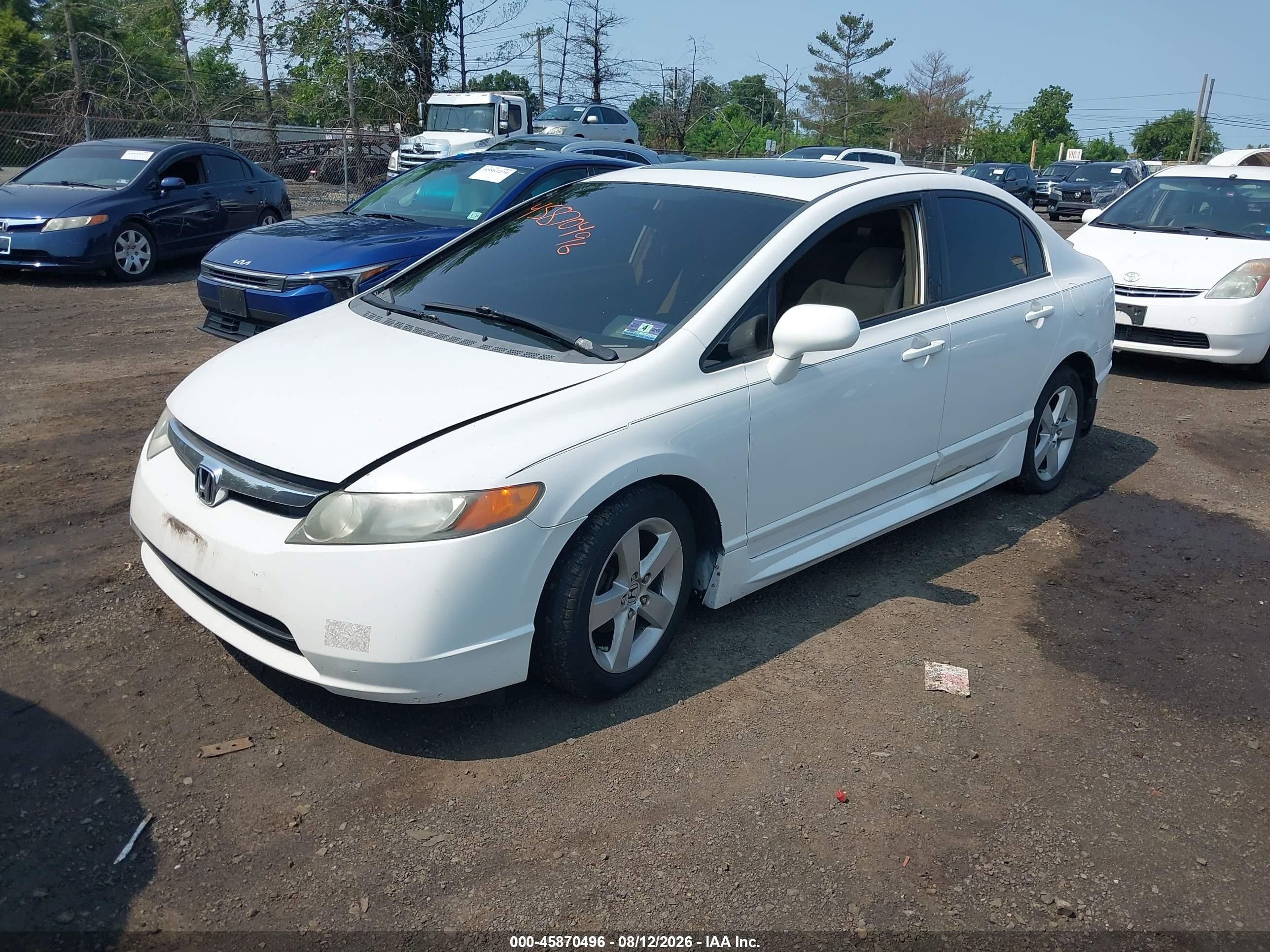 2007 Honda Civic Ex White vin: 2HGFA15857H505230