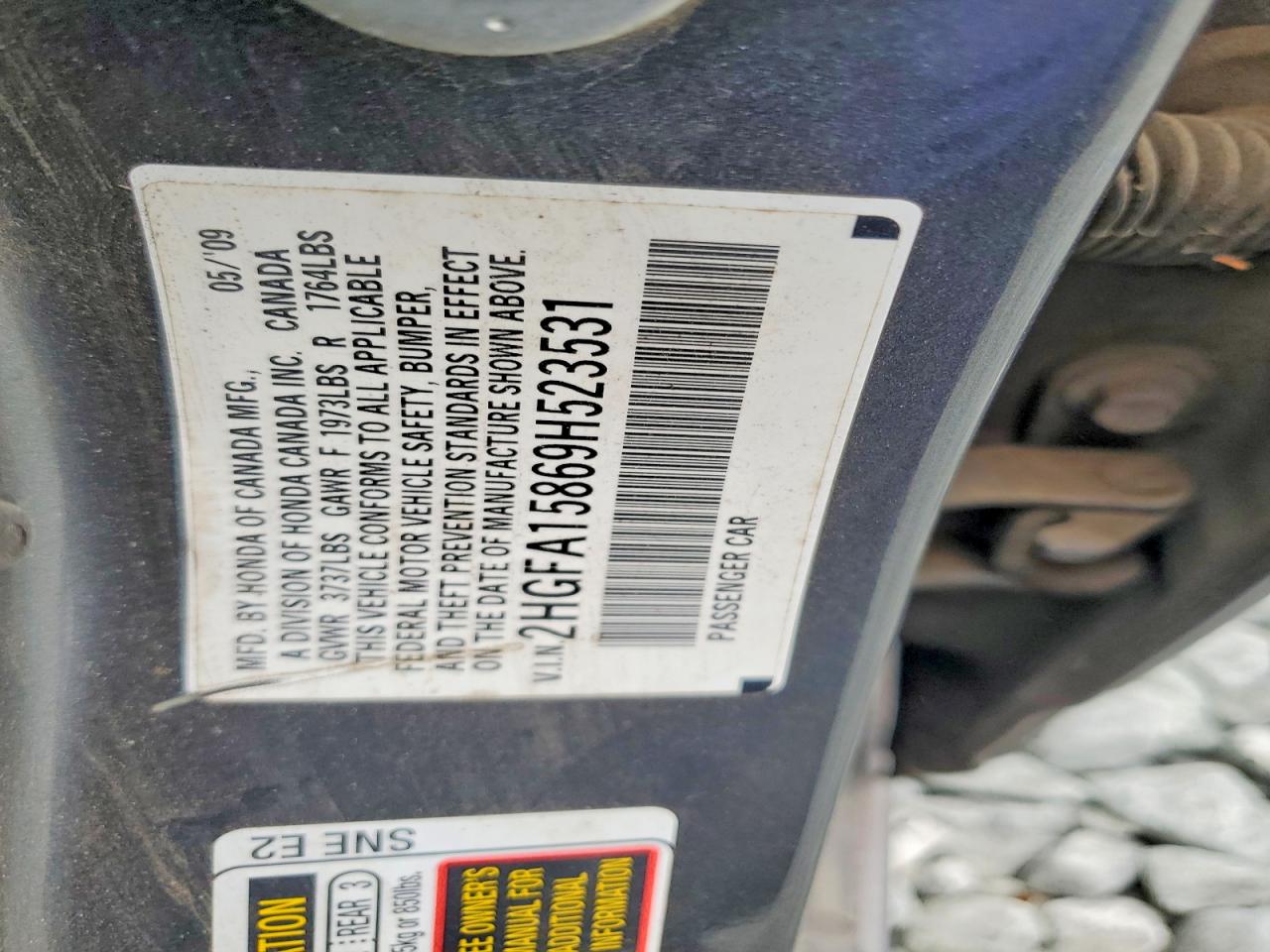 2009 Honda Civic Ex Charcoal vin: 2HGFA15869H523531