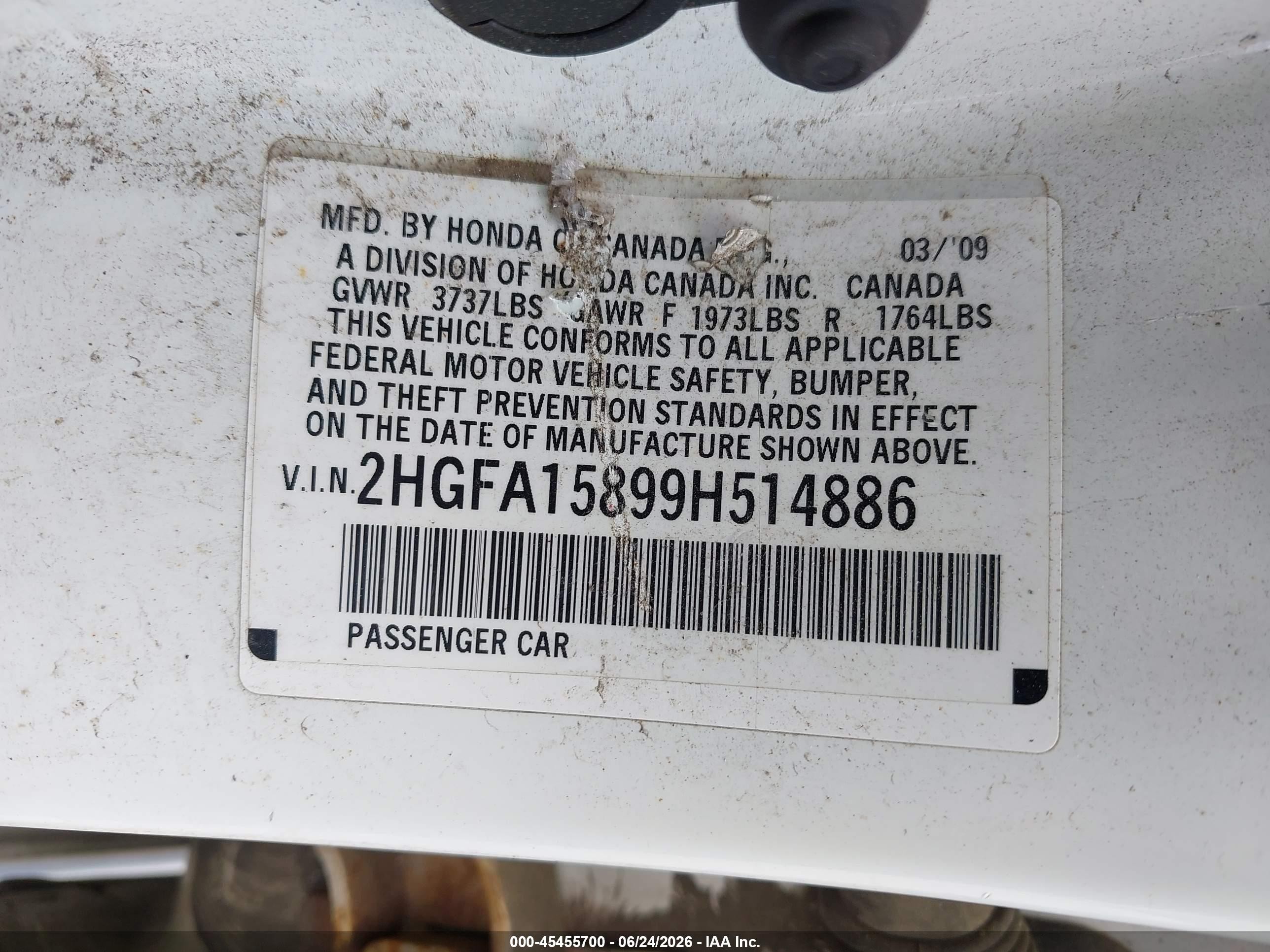 2009 Honda Civic Ex White vin: 2HGFA15899H514886