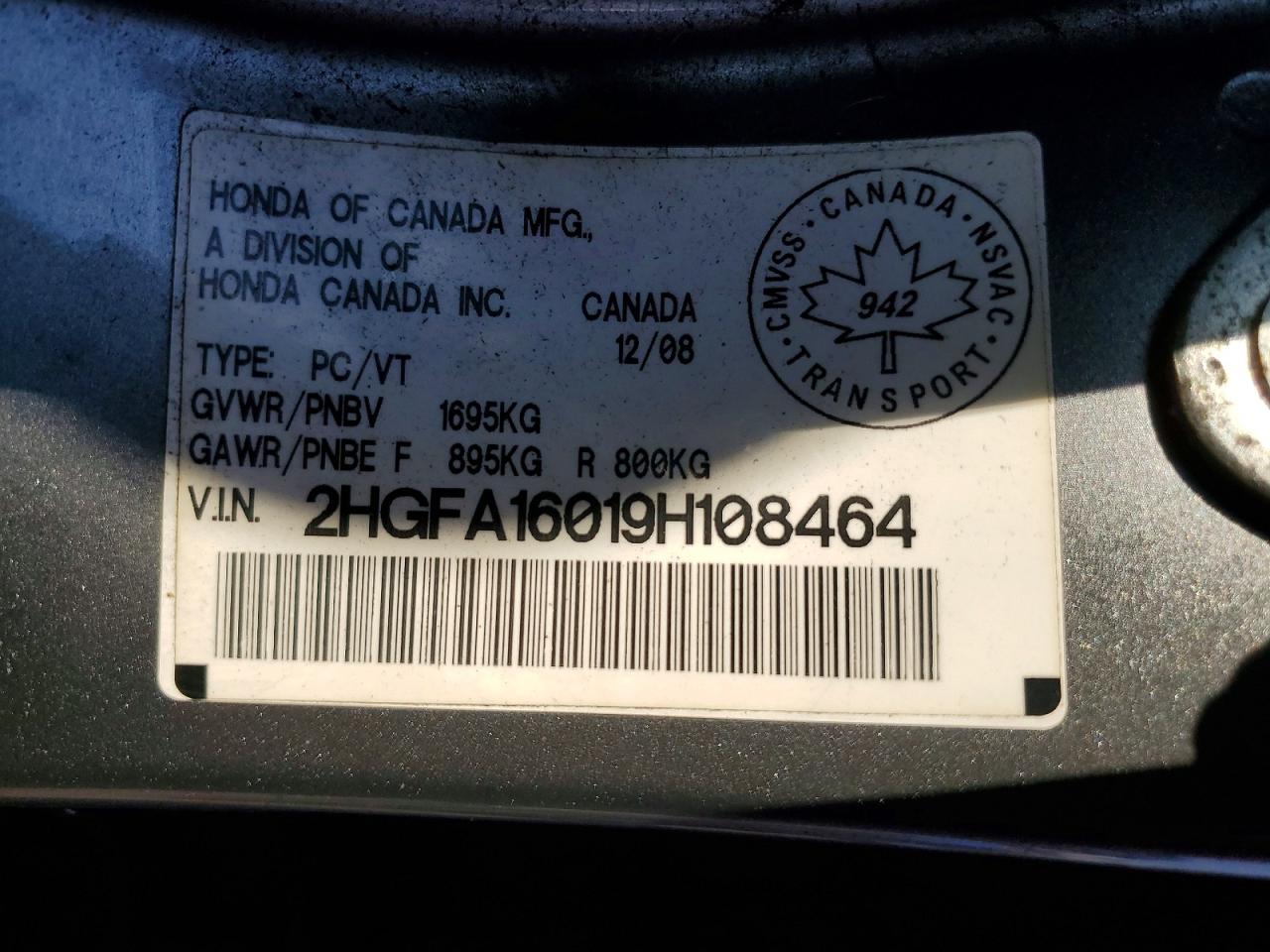 2009 Honda Civic Exl Gray vin: 2HGFA16019H108464