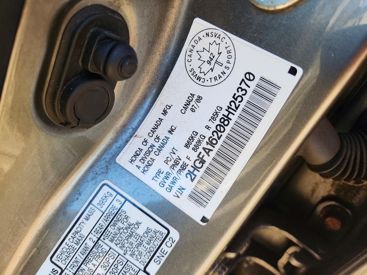 2008 Honda Civic Dx Charcoal vin: 2HGFA16208H125370