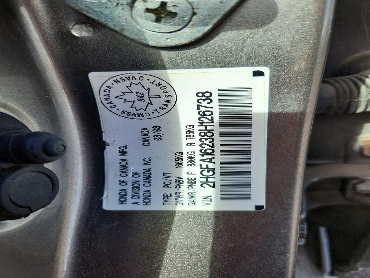 2008 Honda Civic Dx Gray vin: 2HGFA16238H126738