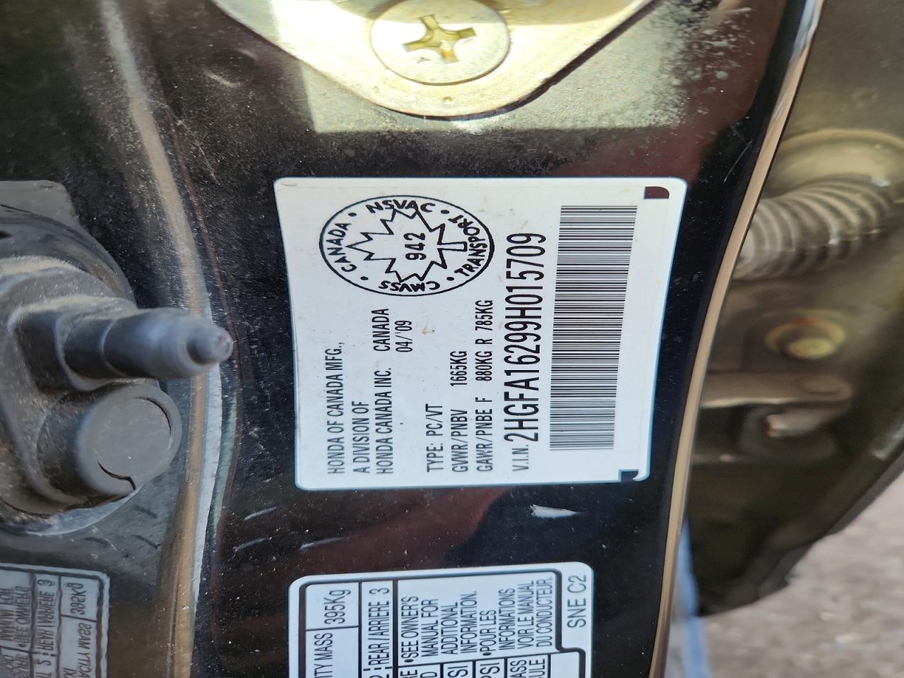 2009 Honda Civic Dx Black vin: 2HGFA16299H015709