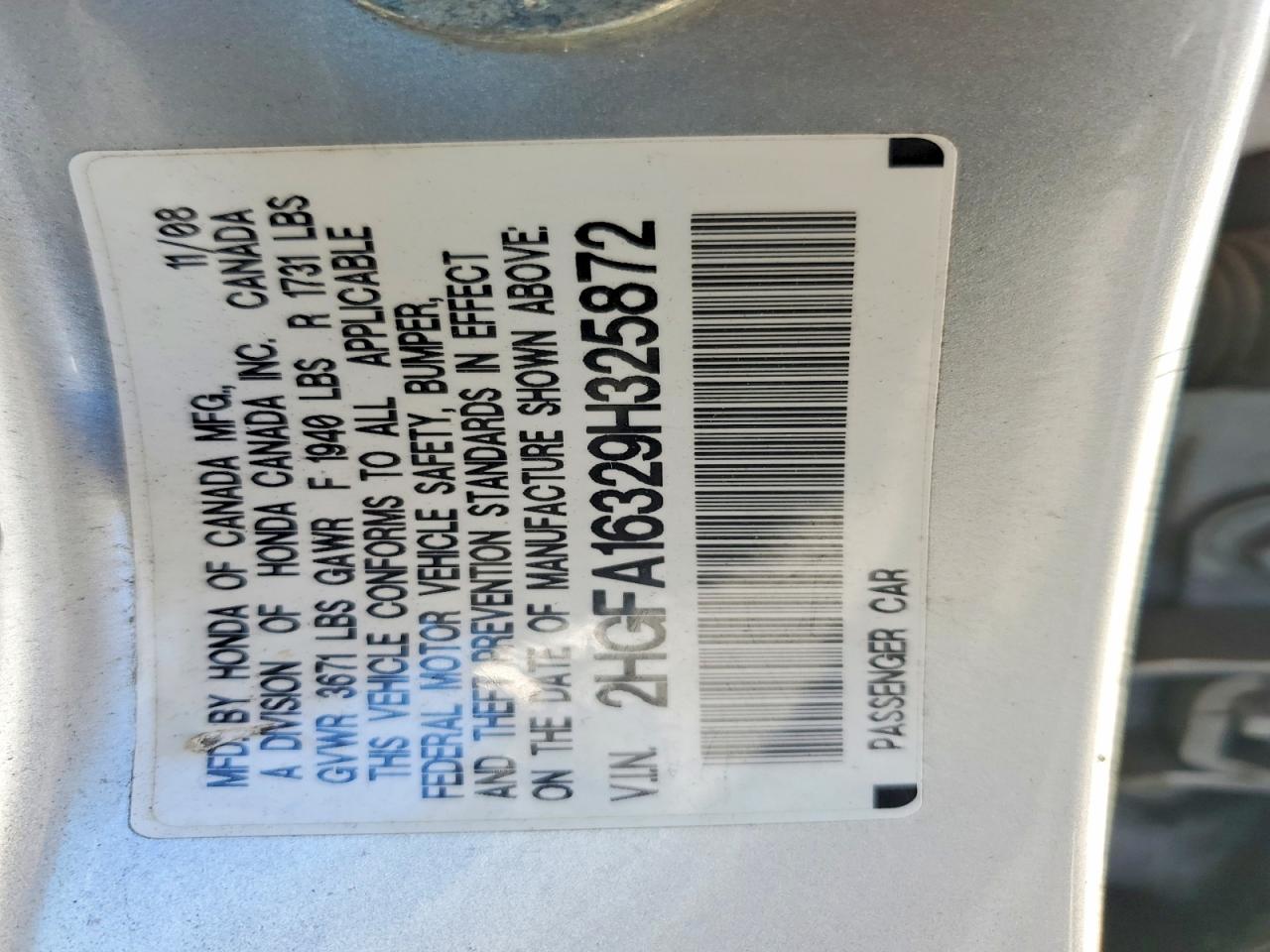 2009 Honda Civic Vp Silver vin: 2HGFA16329H325872